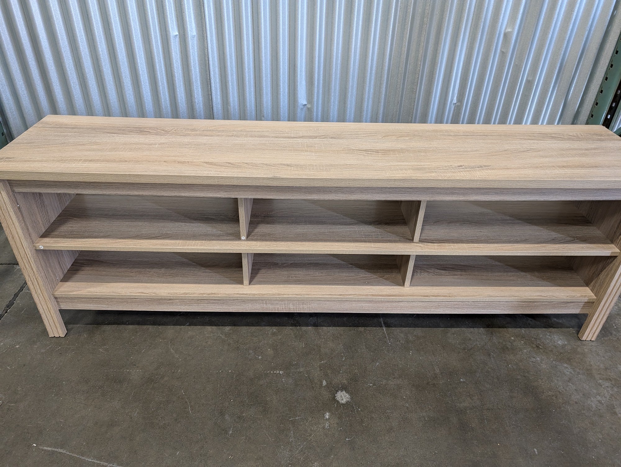 Modern Light Wood Tone Media Console Shelf
