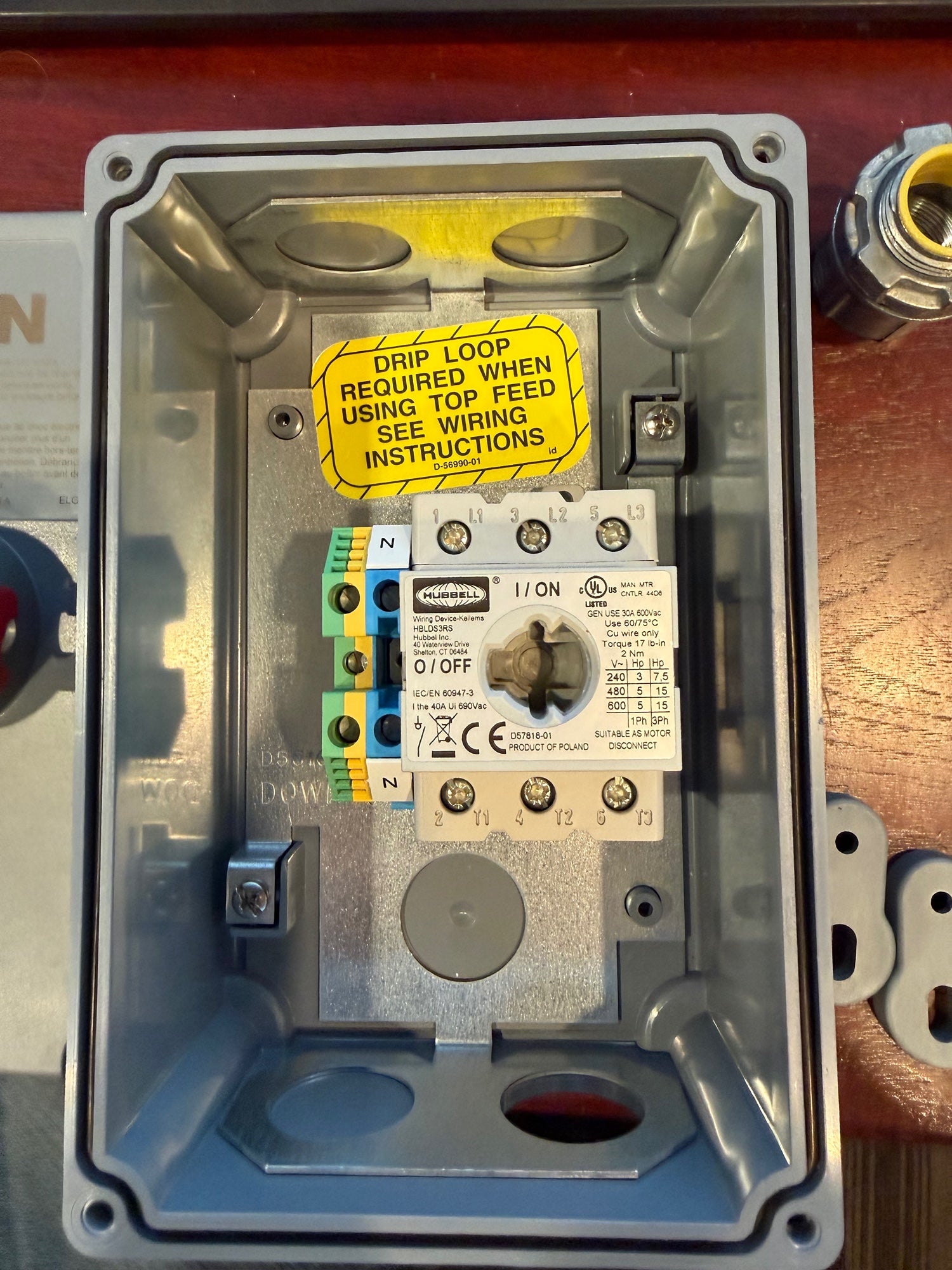 Circuit Lock Disconnect Switch - Type 4X 12K - HBLDS3 30 AMP - MISSING 1 SCREW (New - Opened Box)