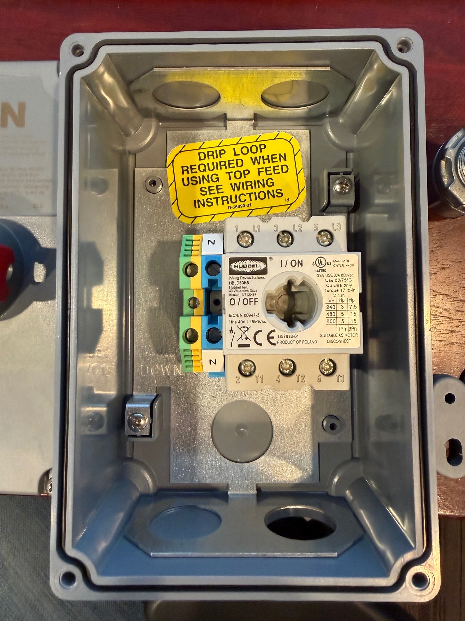 Circuit Lock Disconnect Switch - Type 4X 12K - HBLDS3 30 AMP - MISSING 1 SCREW (New - Opened Box)