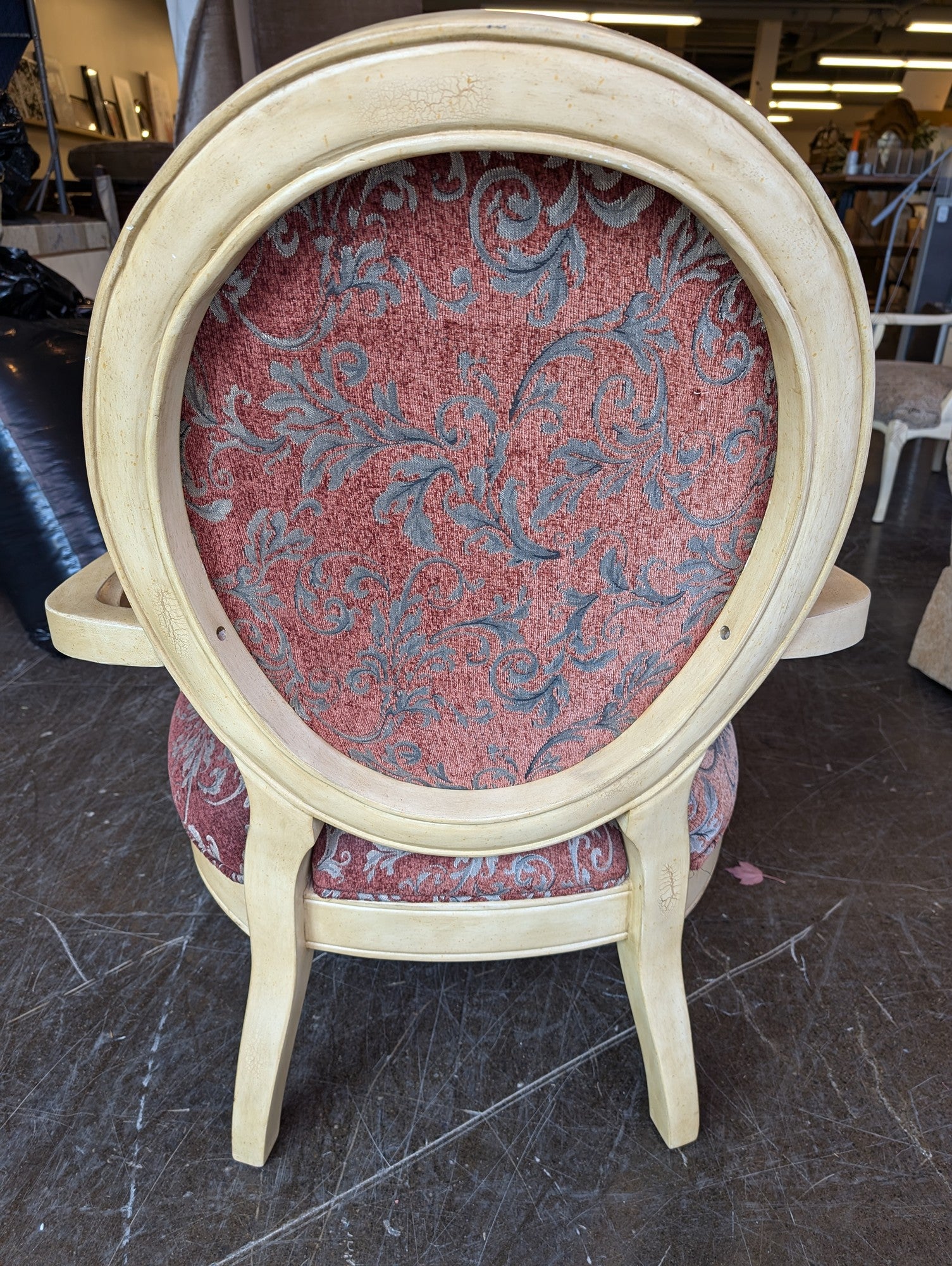 Ornate French Provincial Style Upholstered Armchair