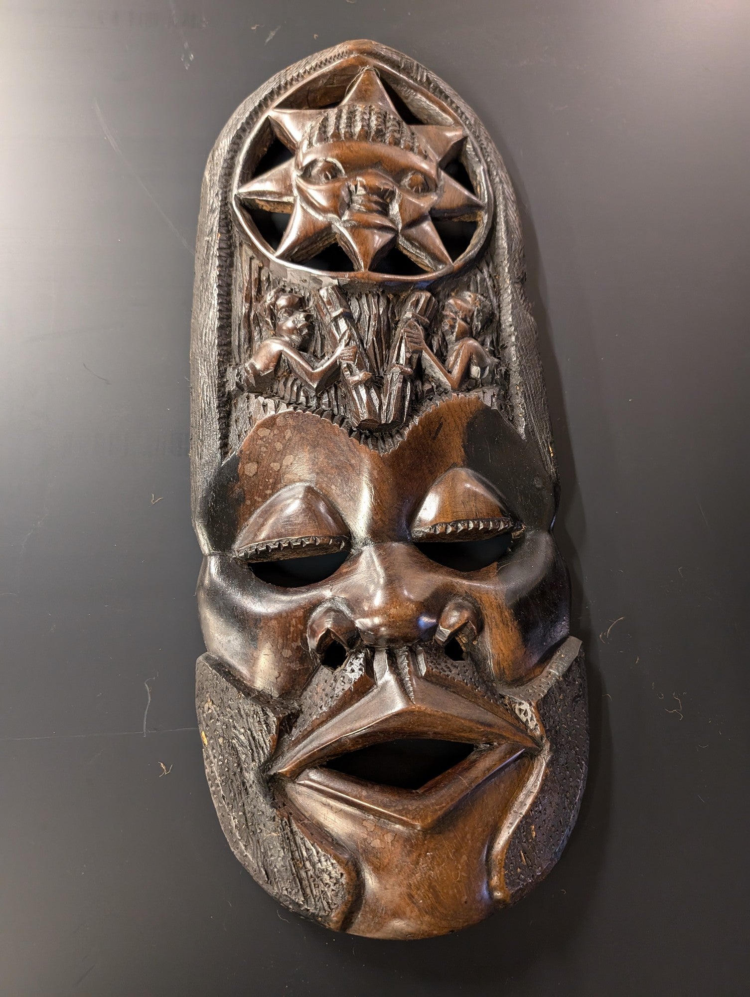Hand-Carved Wooden Tribal Mask Wall Decor
