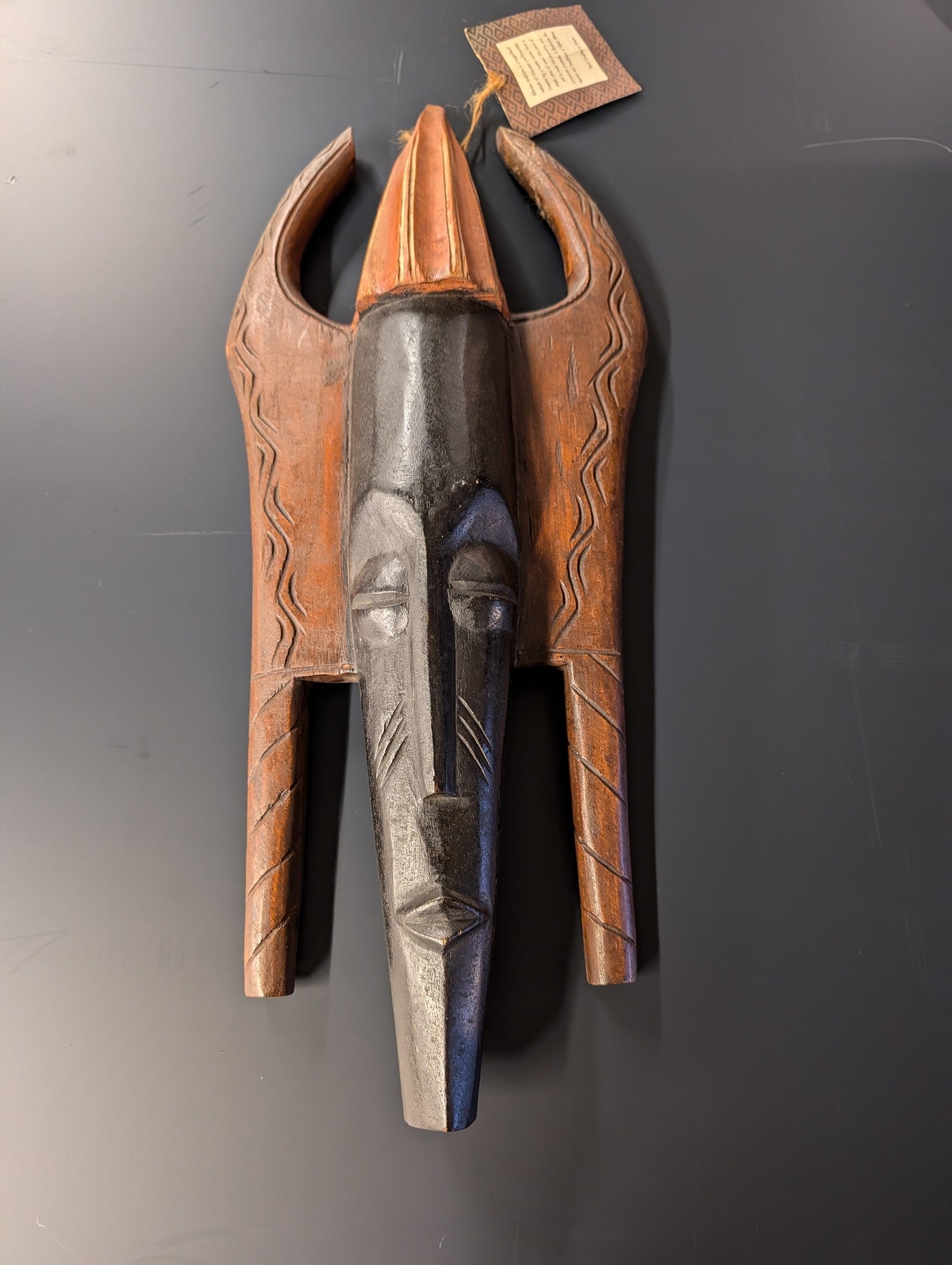 Hand Crafted Ghanaian Wood Sculpture Tribal Mask Art