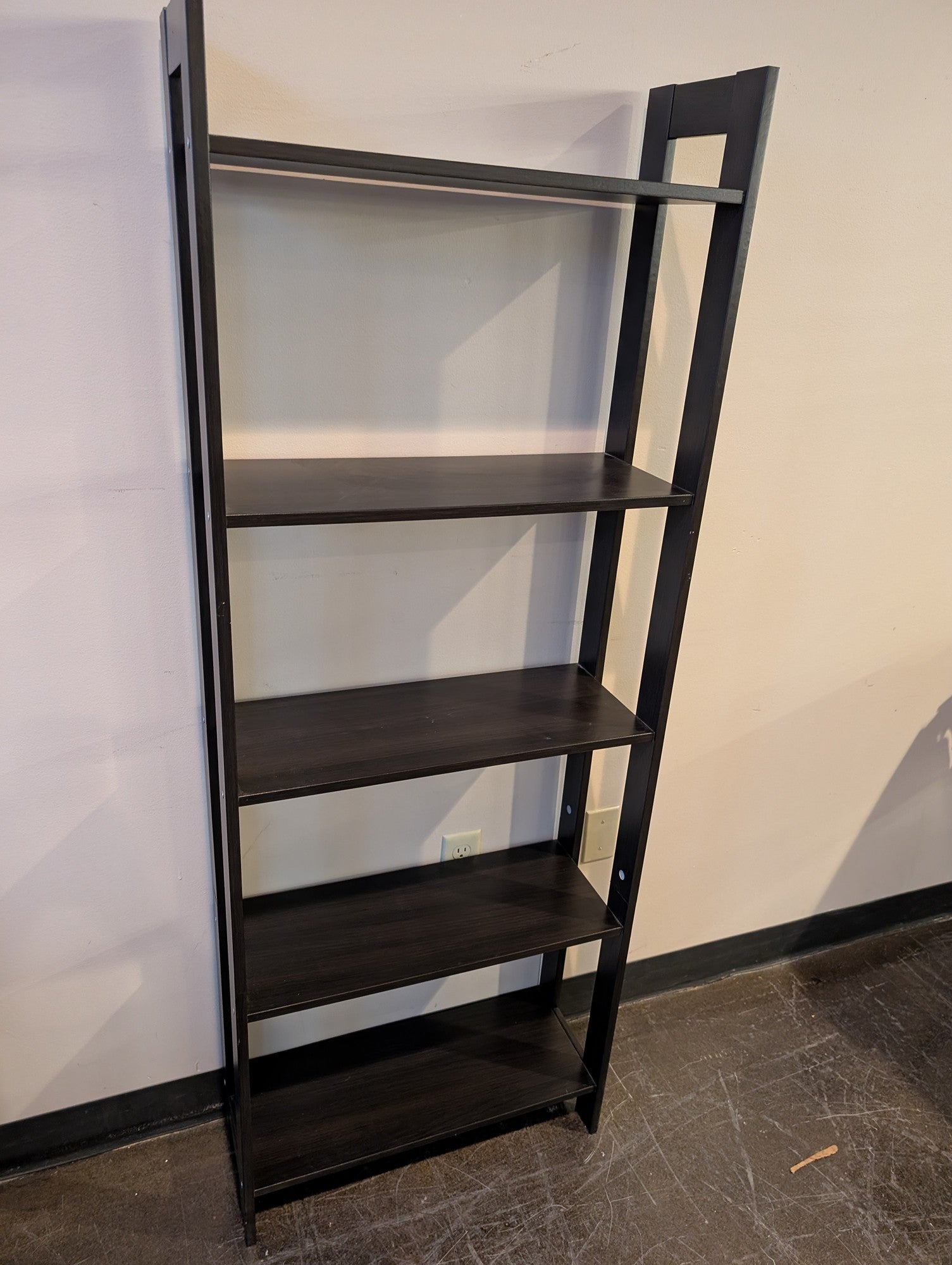 Contemporary Dark Brown 5-Tier Ladder Bookcase