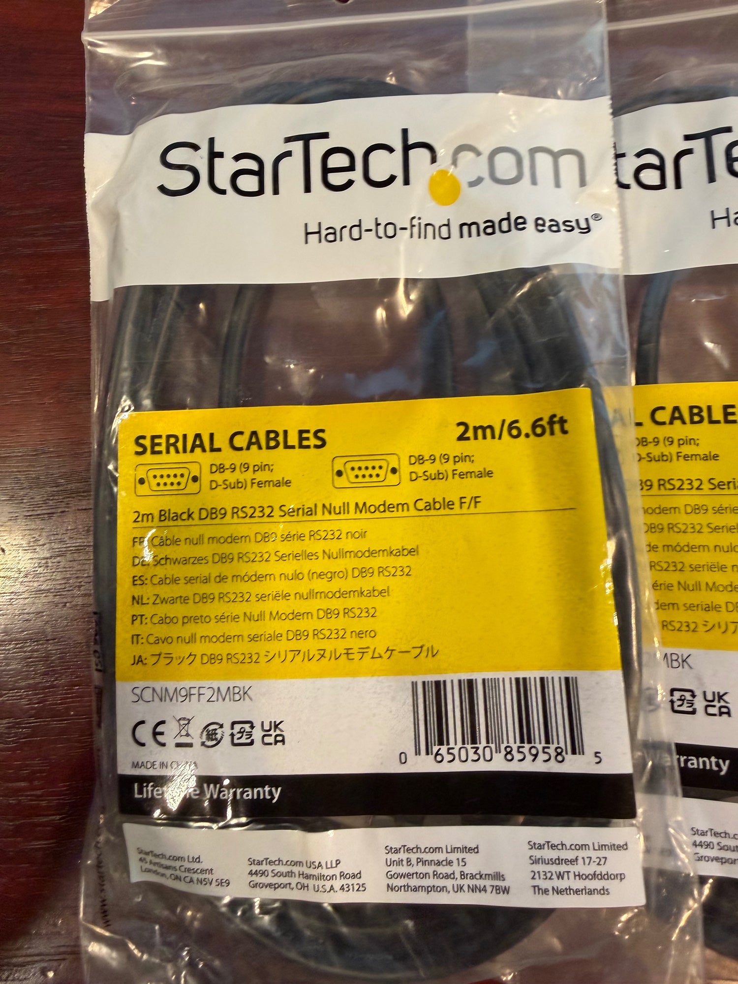 Lot of Four New in Box - StarTech Serial Cables DB9 RS232 2 Meters