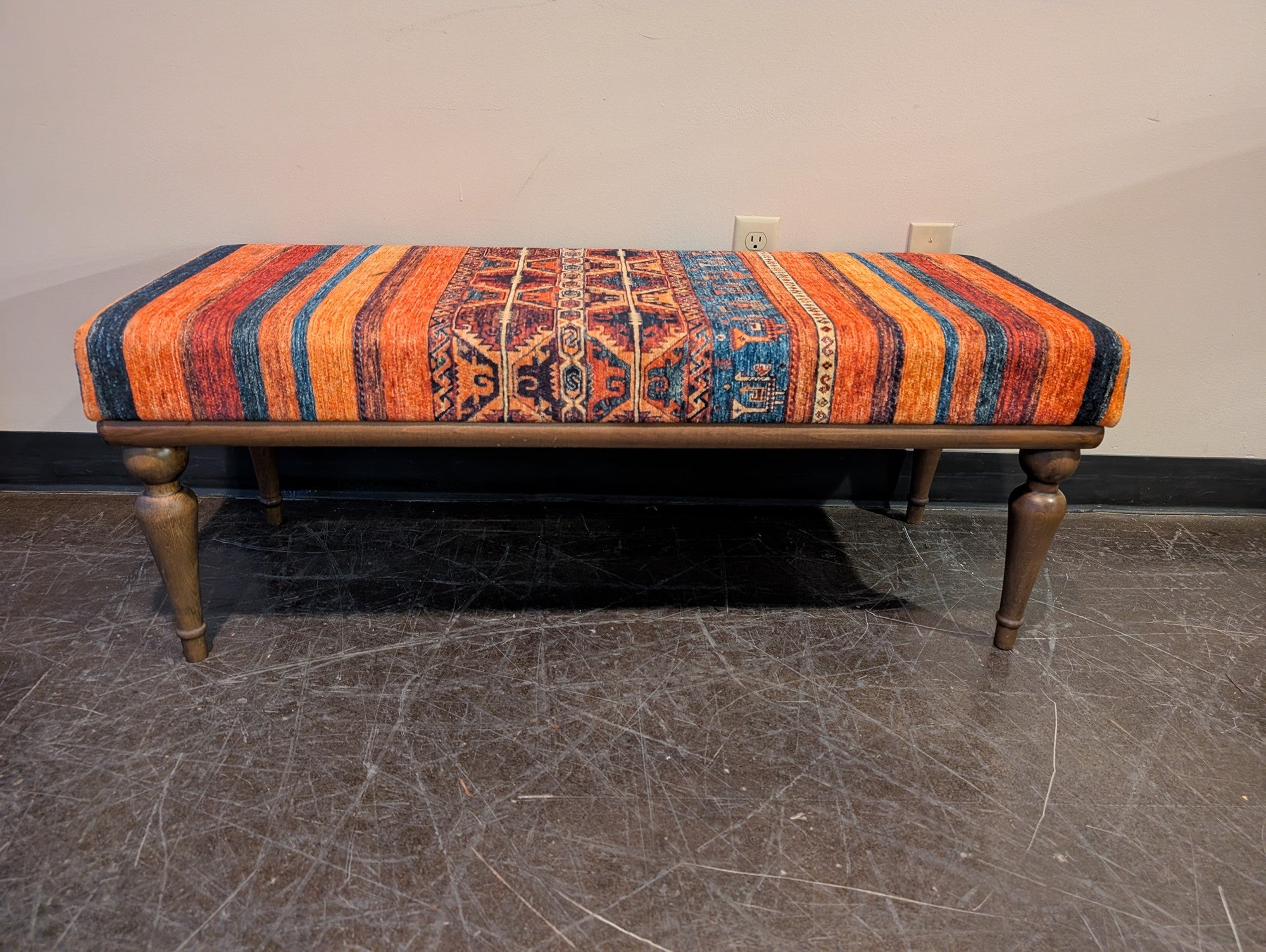 Vibrant Southwestern Style Upholstered Accent Bench