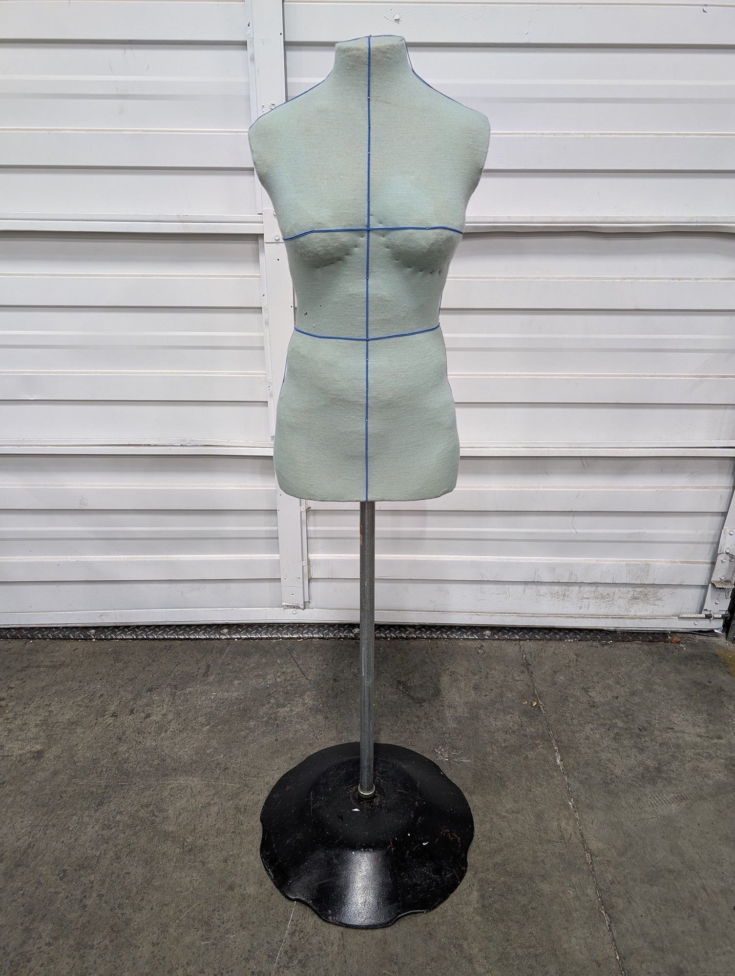 Light Blue Fabric Dress Form Mannequin Torso with Metal Stand