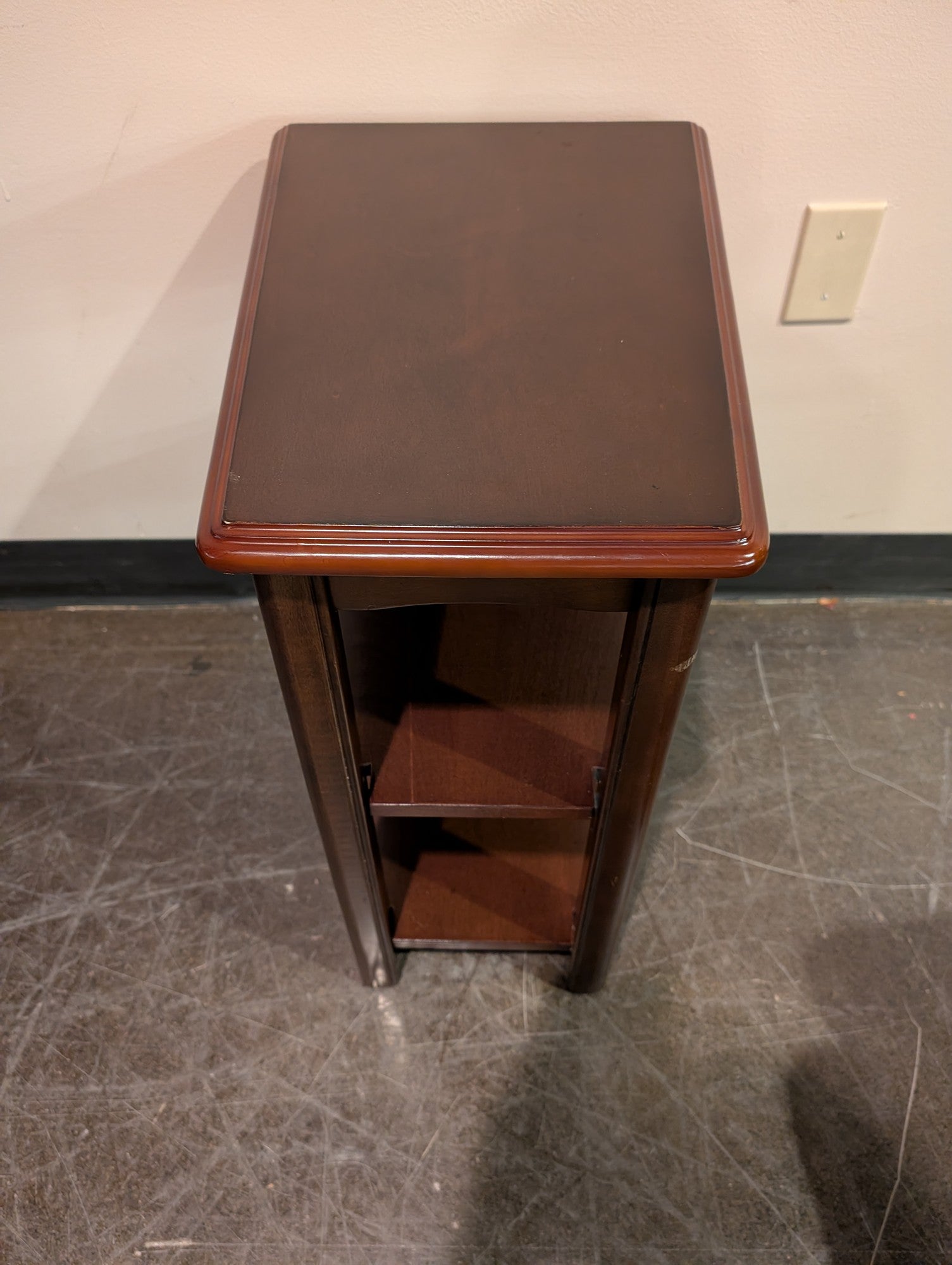 Samson International Dark Brown Wood Narrow Side Table with Two Shelves