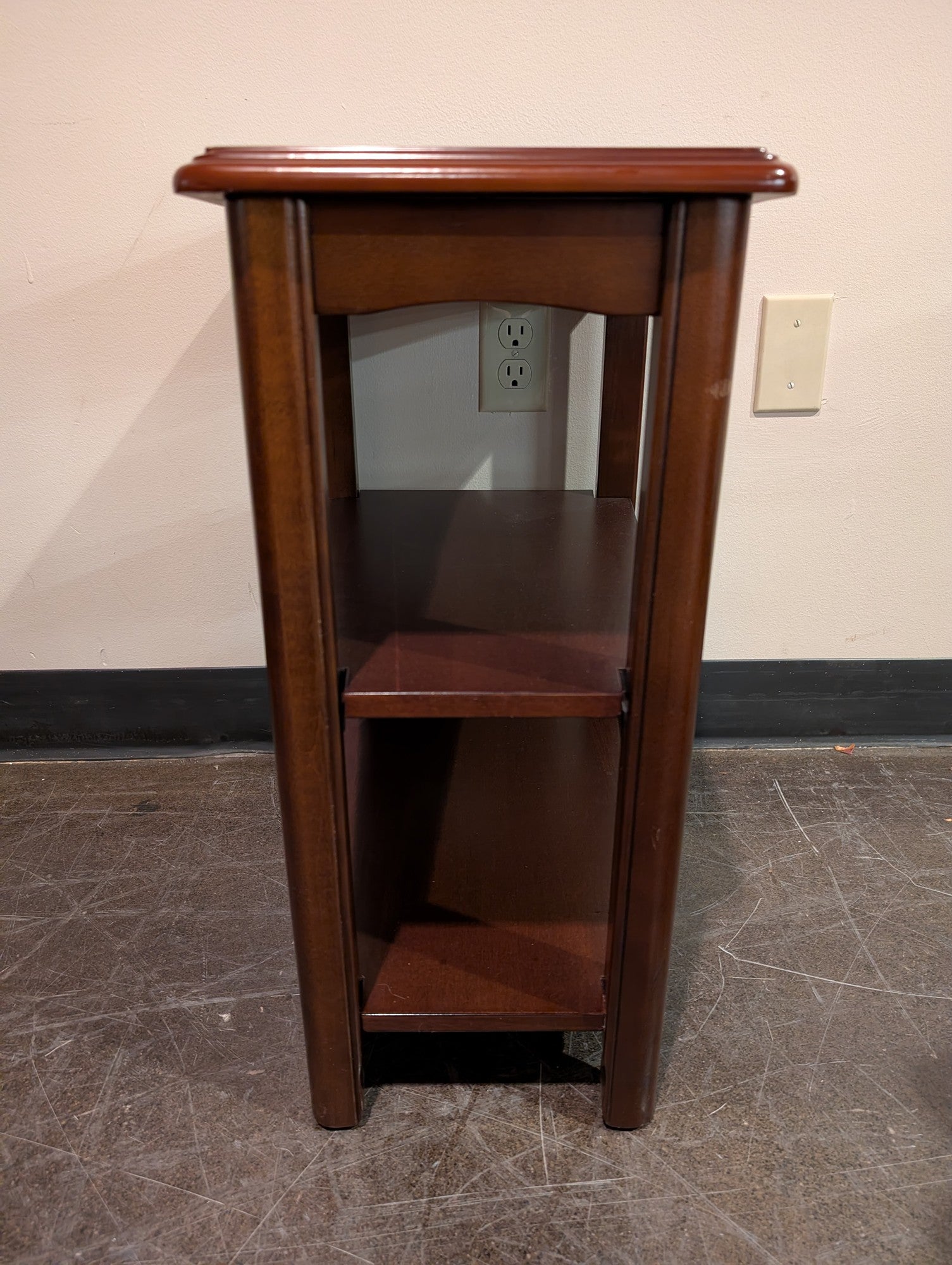 Samson International Dark Brown Wood Narrow Side Table with Two Shelves