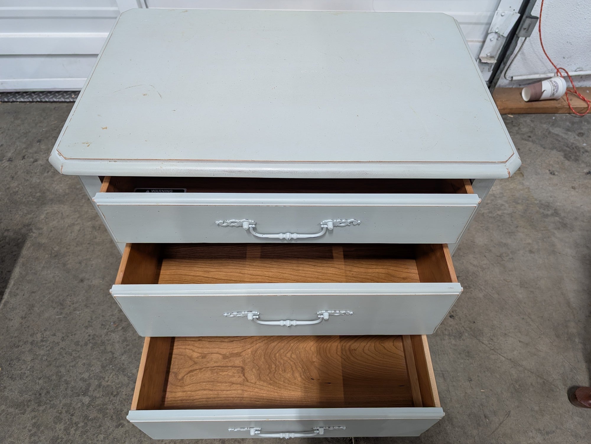 Charming Ethan Allen Grey Three-Drawer Chest