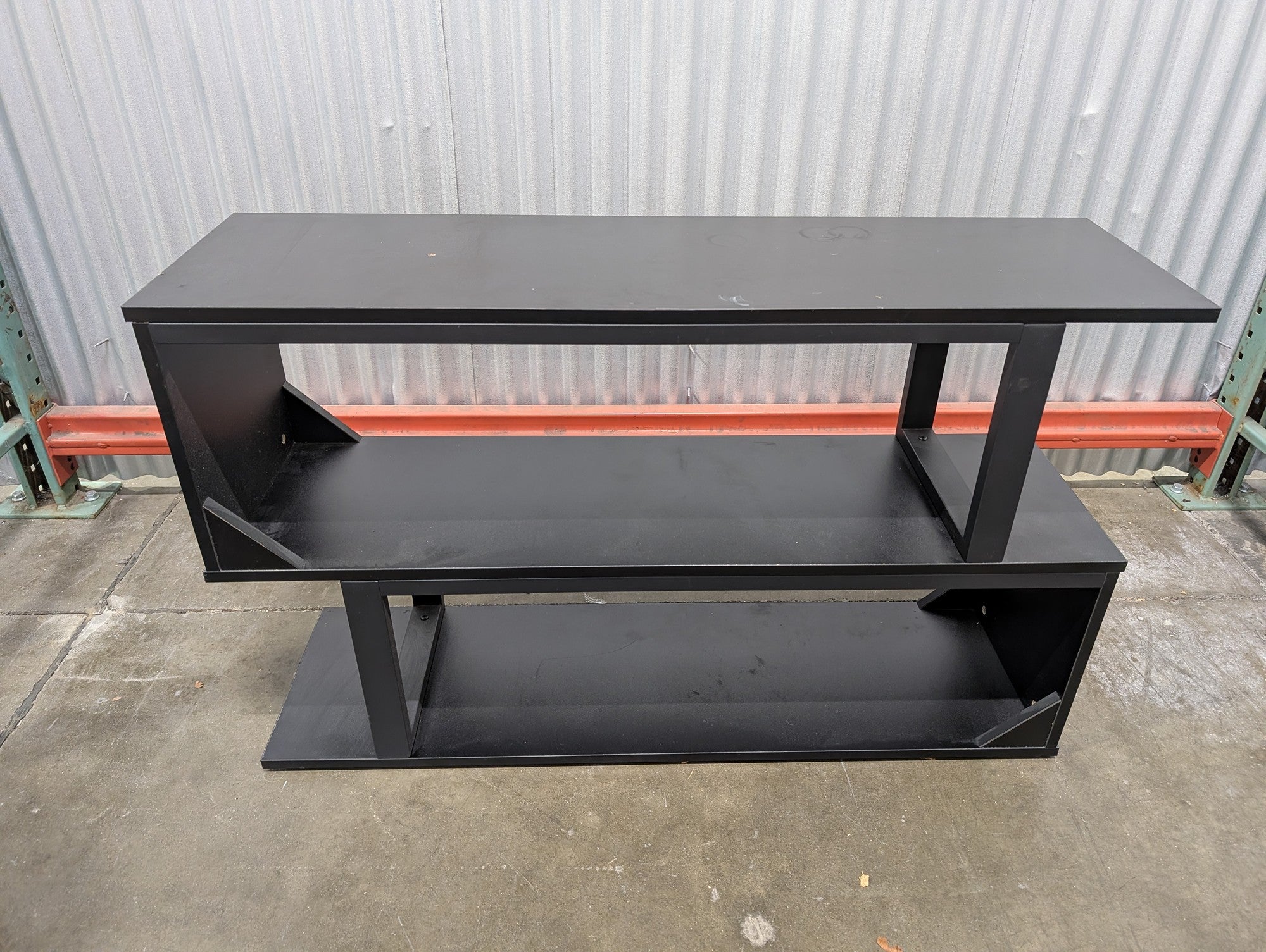 Modern Black Three-Tier Display Shelf