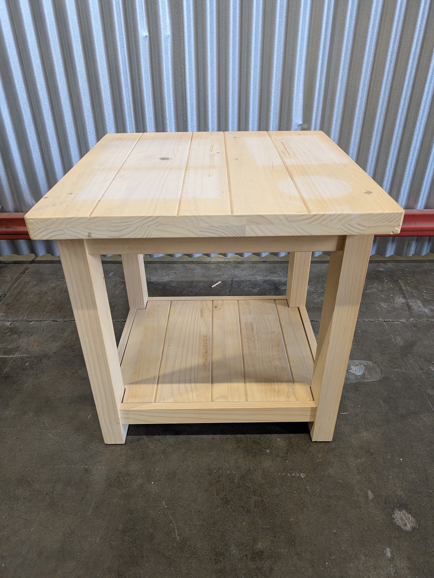 Natural Wood Square Accent Table with Lower Shelf