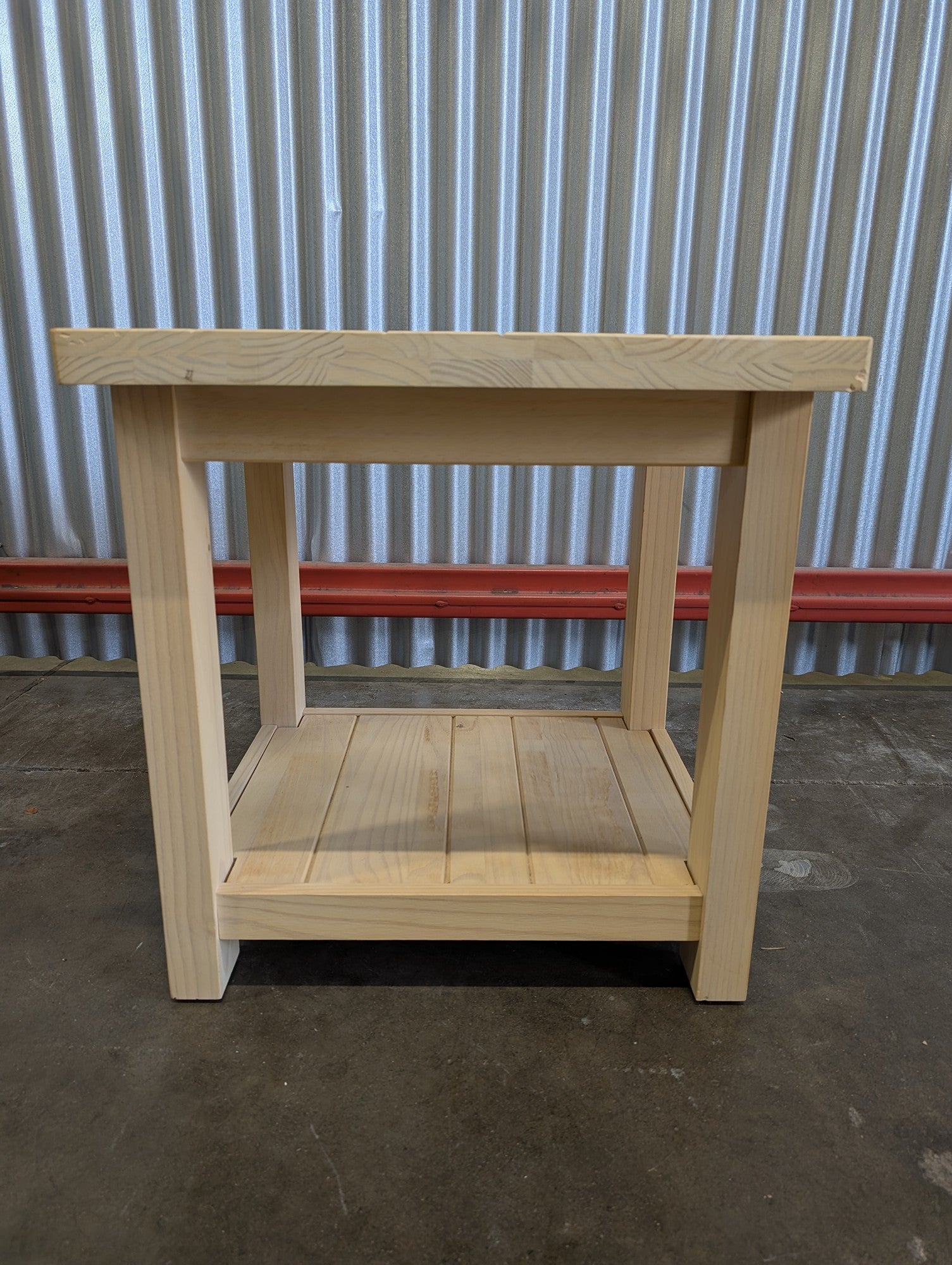 Natural Wood Square Accent Table with Lower Shelf