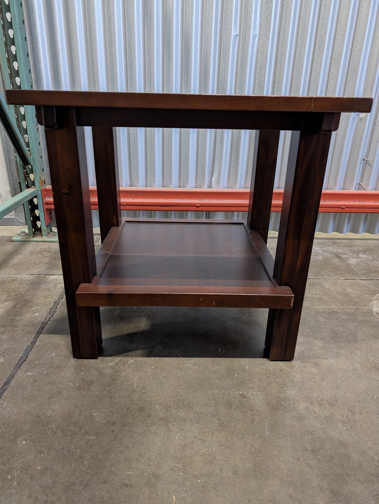 Versatile Dark Wood Accent Table with Glass Inlay and Lower Shelf