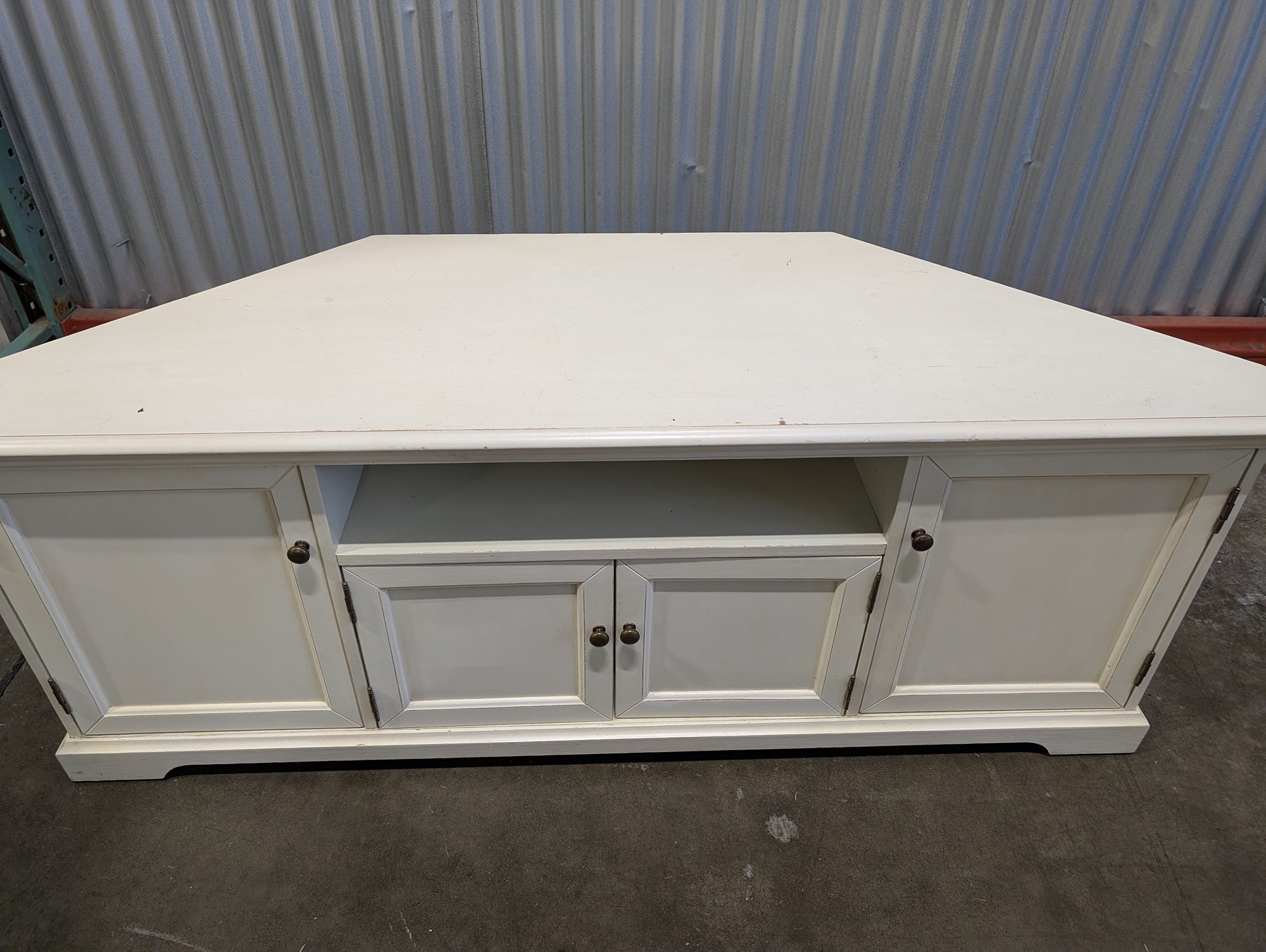 Ballard Designs White Corner Media Console TV Stand