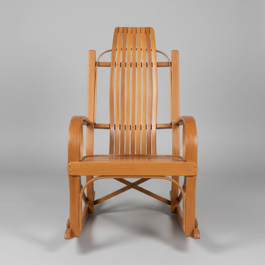 Classic Hardwood Slat Back Rocking Chair