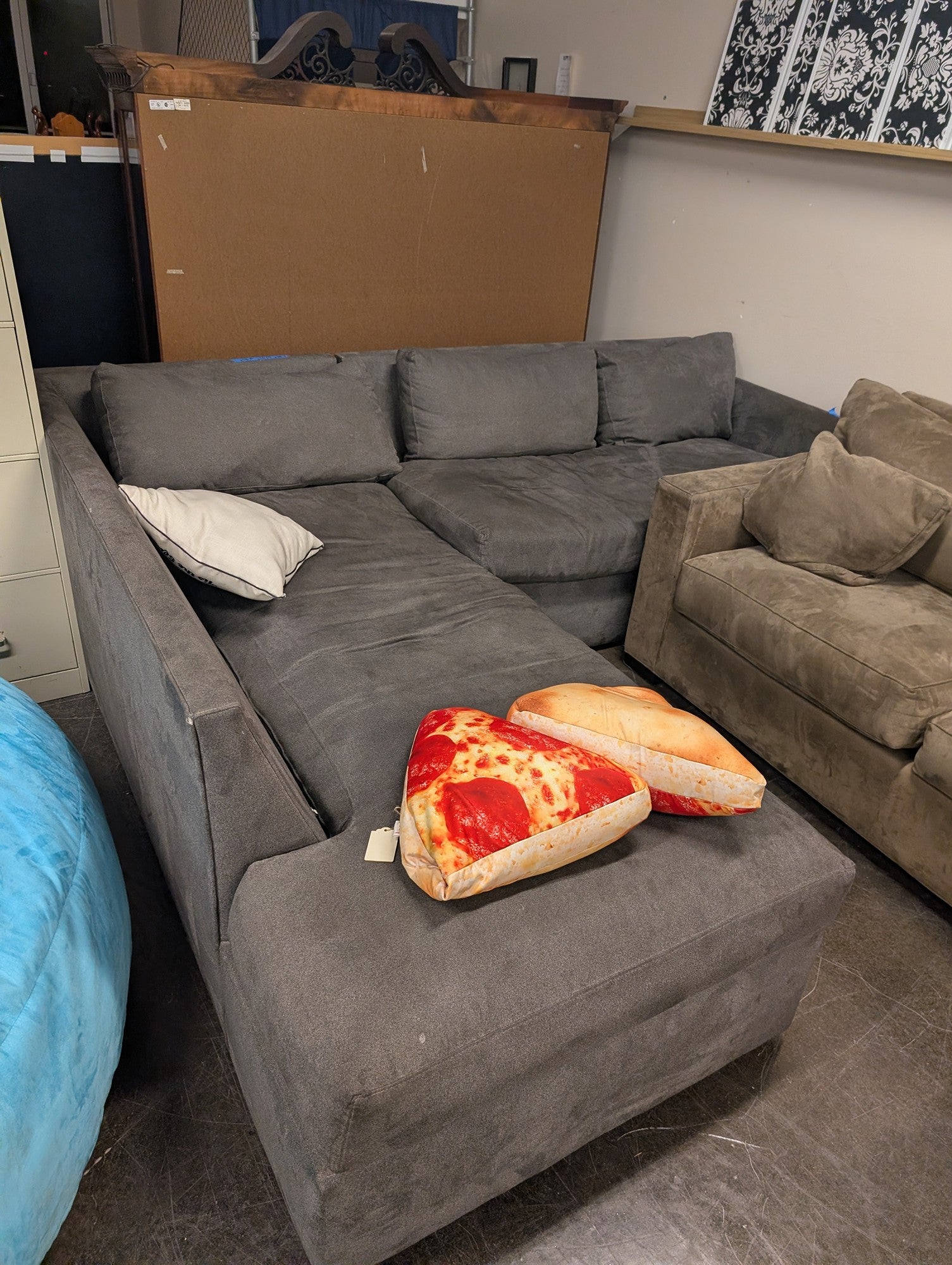 Spacious Dark Grey Fabric Sectional Sofa with Chaise