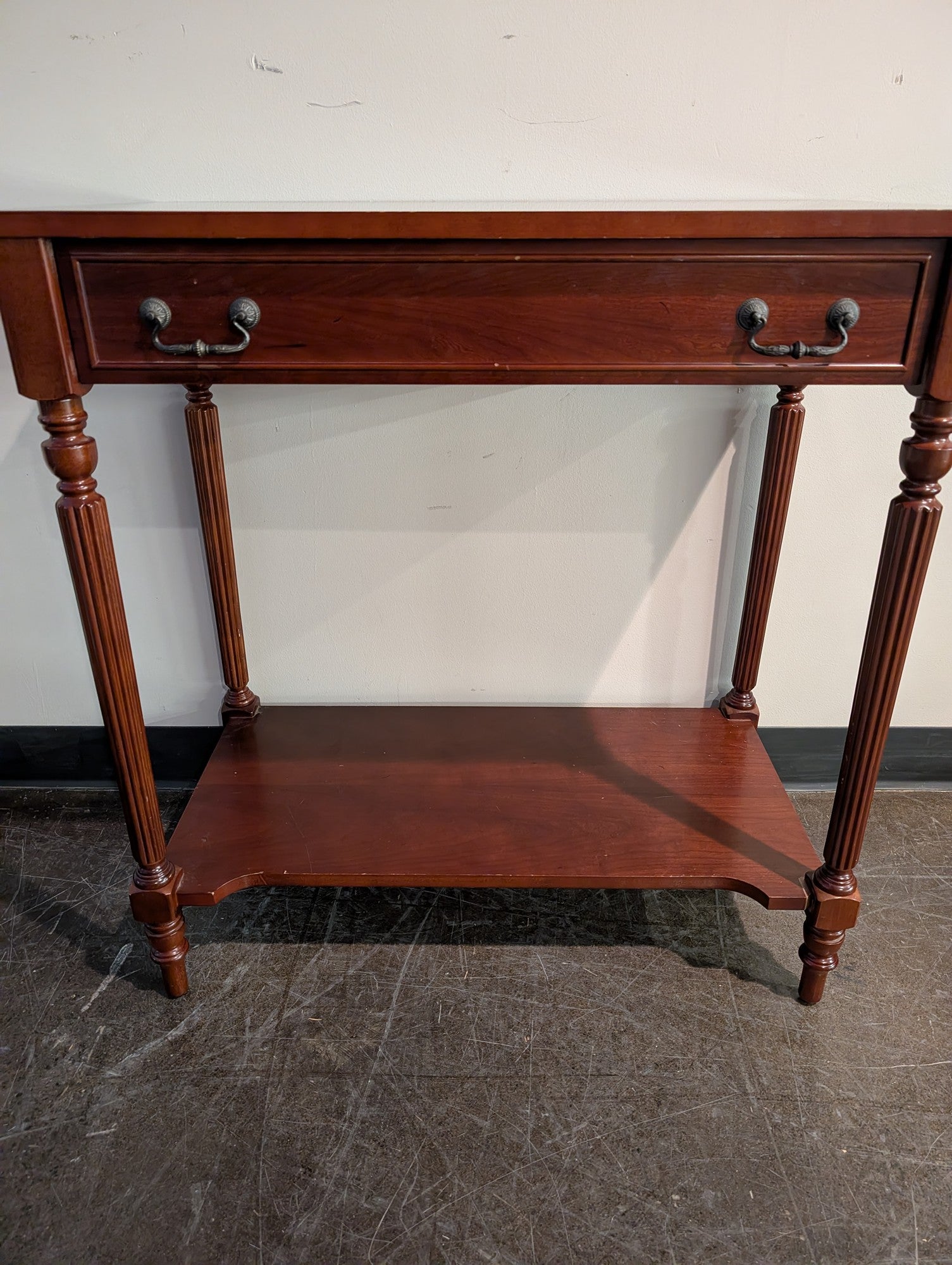 Bombay Company Classic Dark Wood Accent Table with Drawer and Shelf