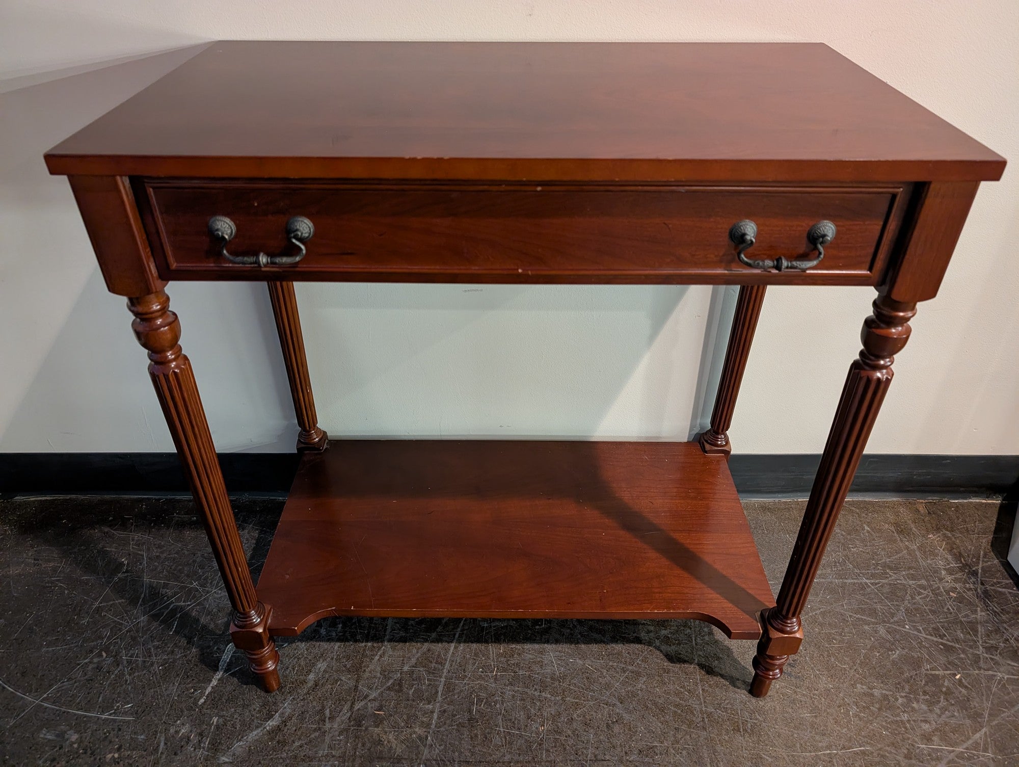 Bombay Company Classic Dark Wood Accent Table with Drawer and Shelf