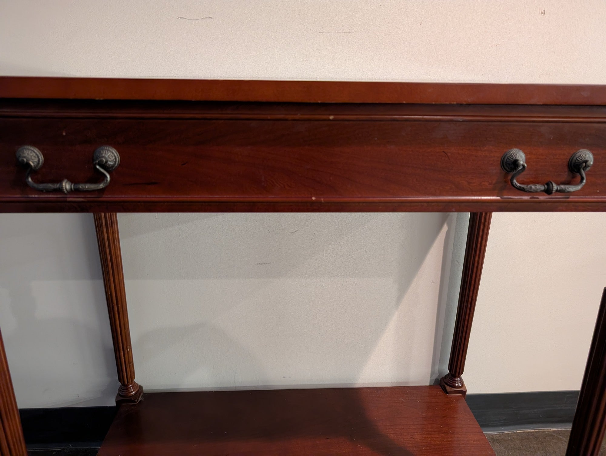 Bombay Company Classic Dark Wood Accent Table with Drawer and Shelf