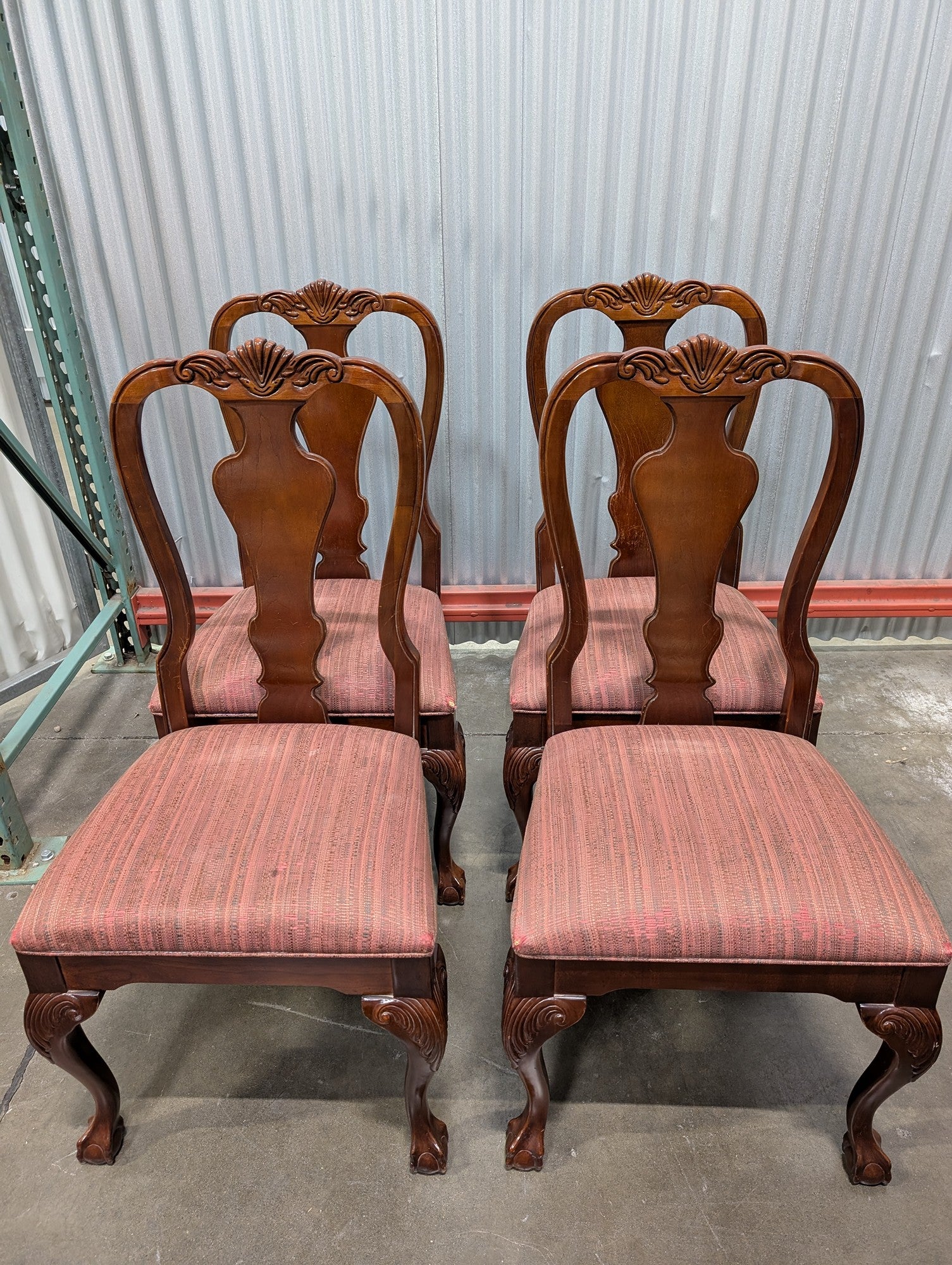 Set of Four Traditional Thomasville Carved Wood Dining Chairs