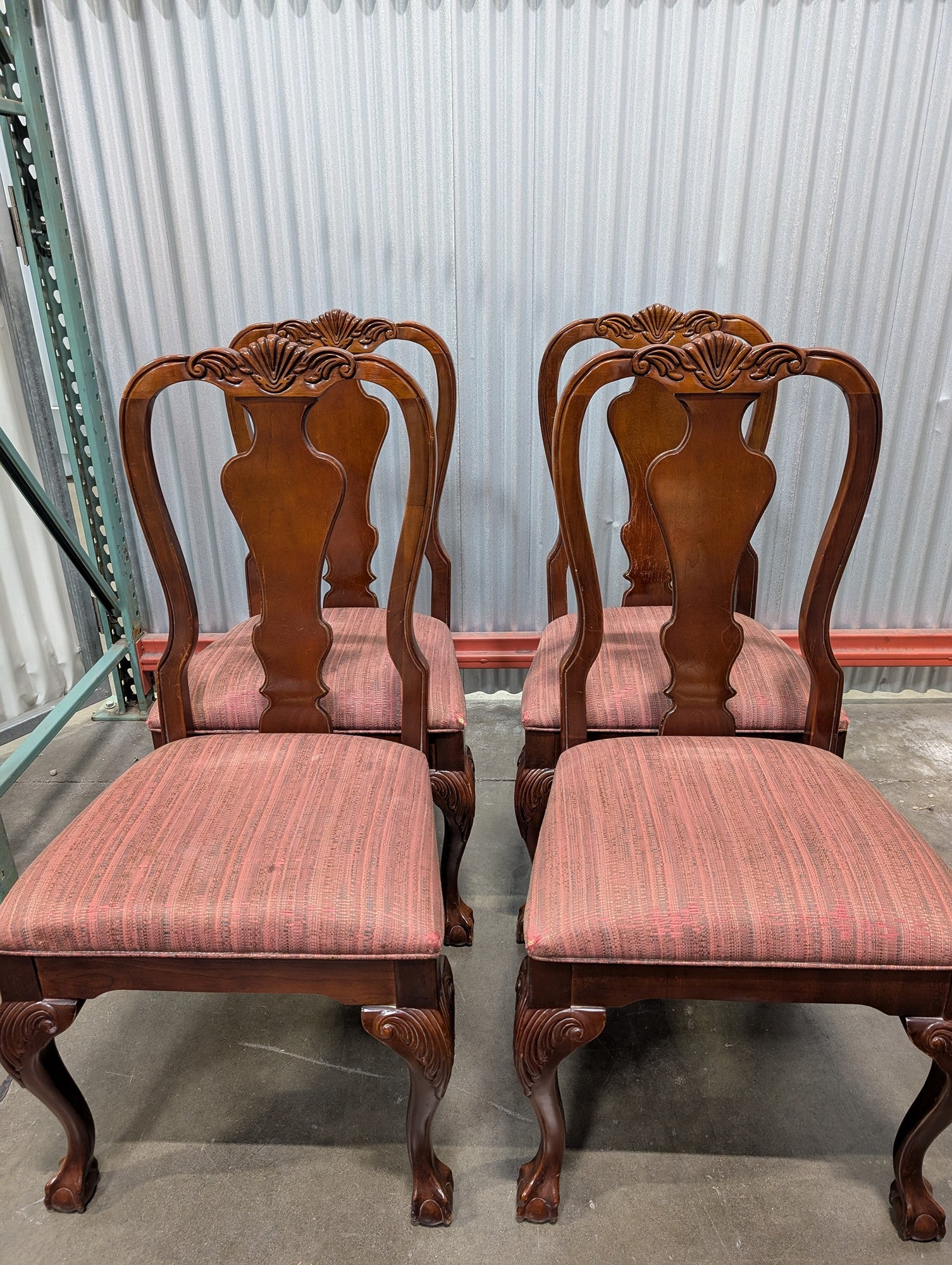 Set of Four Traditional Thomasville Carved Wood Dining Chairs