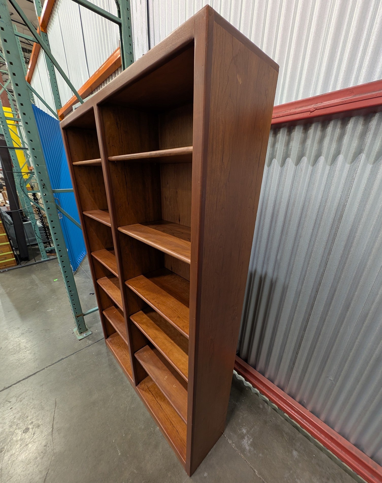Sturdy Hardwood Double Bookcase with Ten Shelves