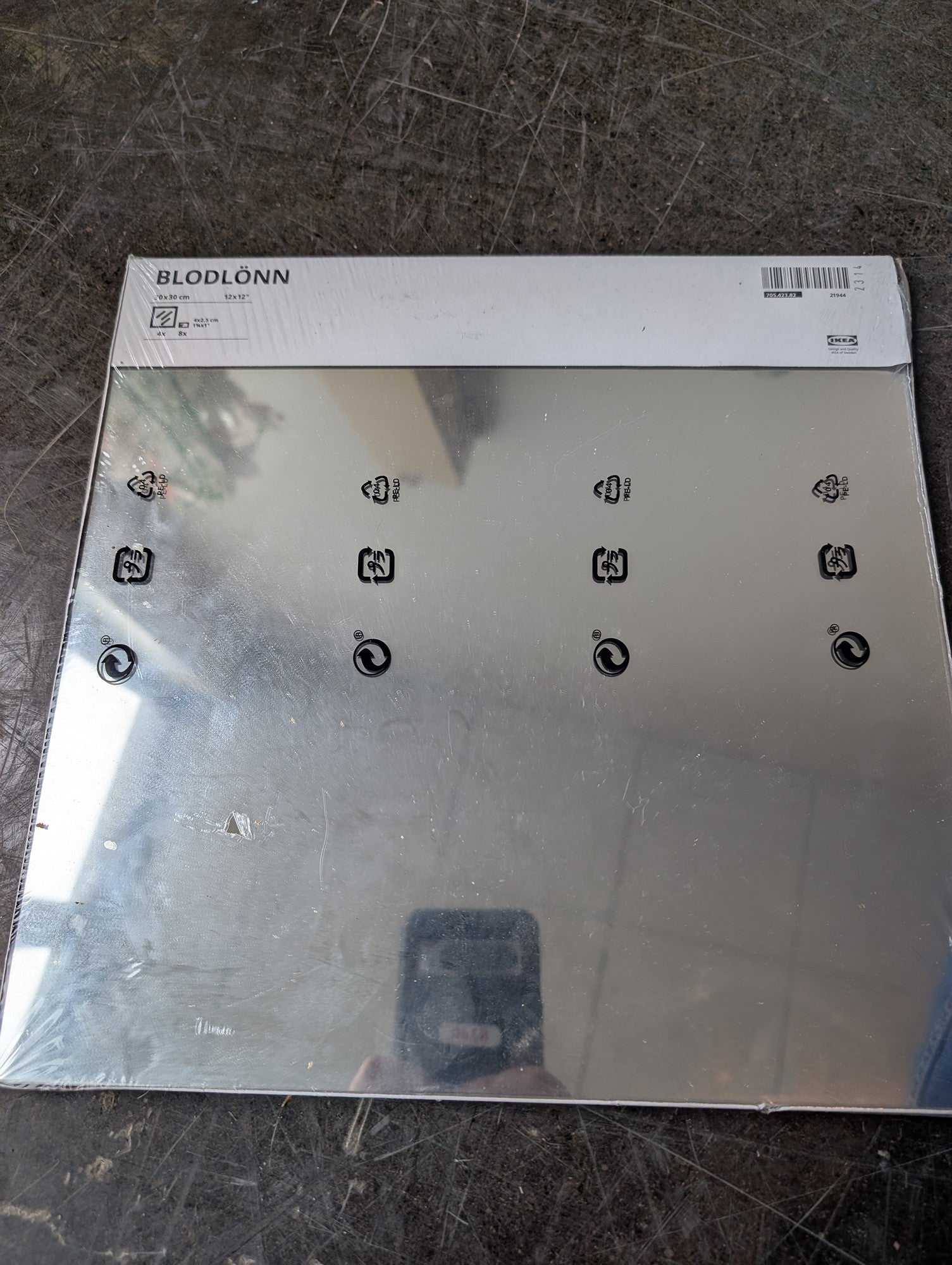 IKEA BLODLÖNN Modern Square Mirror New in Packaging 12x12 Inch