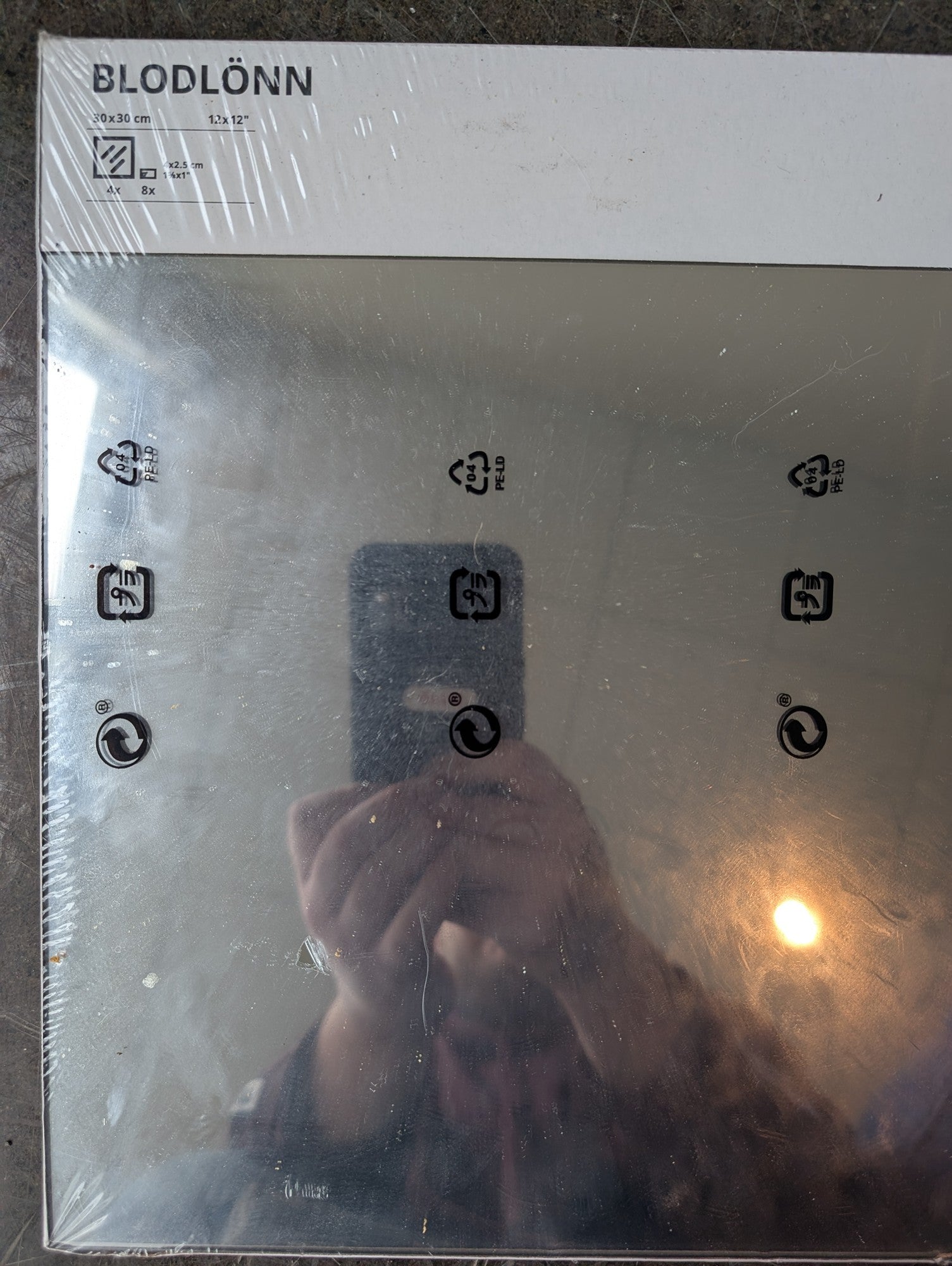 IKEA BLODLÖNN Modern Square Mirror New in Packaging 12x12 Inch