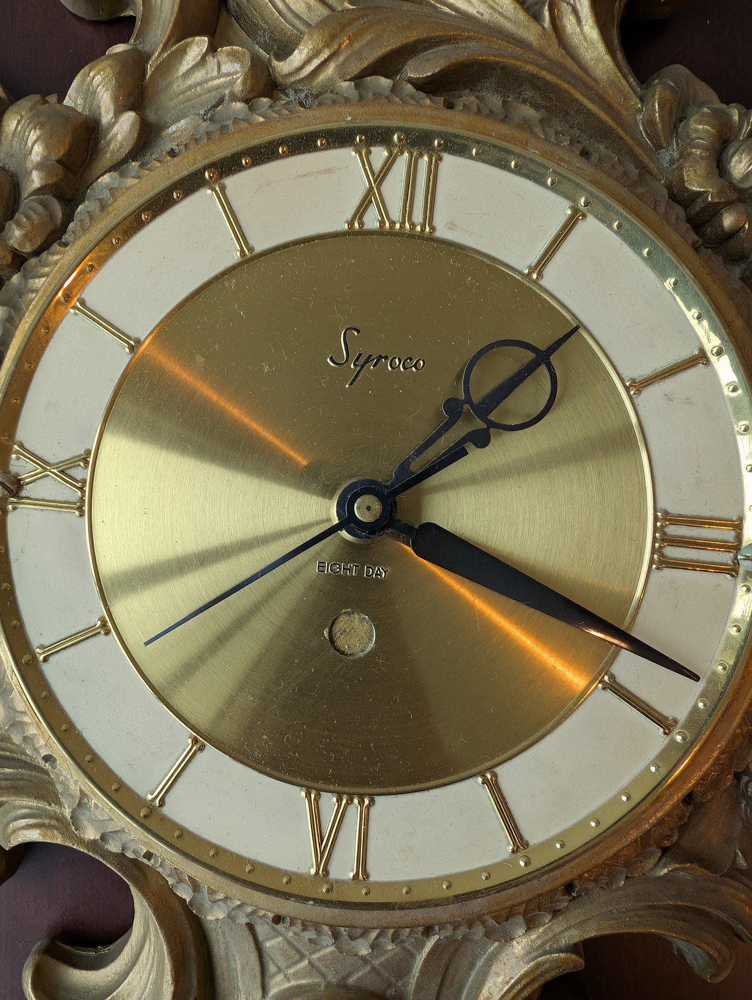 Syroco Ornate Gold-Tone Wall Clock Vintage Rococo Style