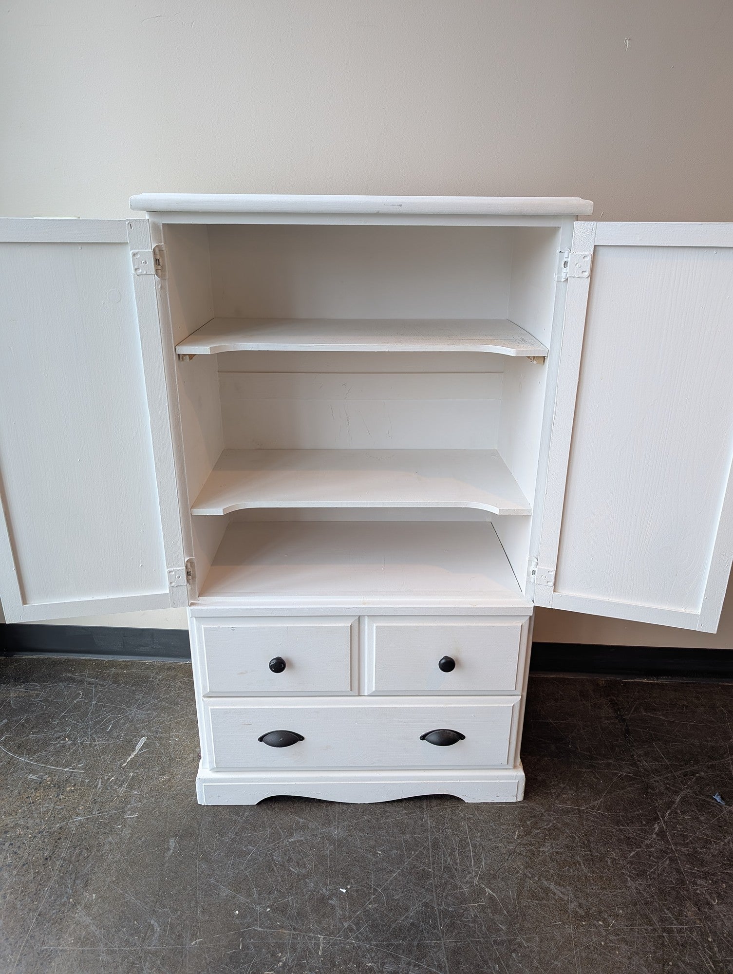 Versatile White Wooden Storage Cabinet with Drawers