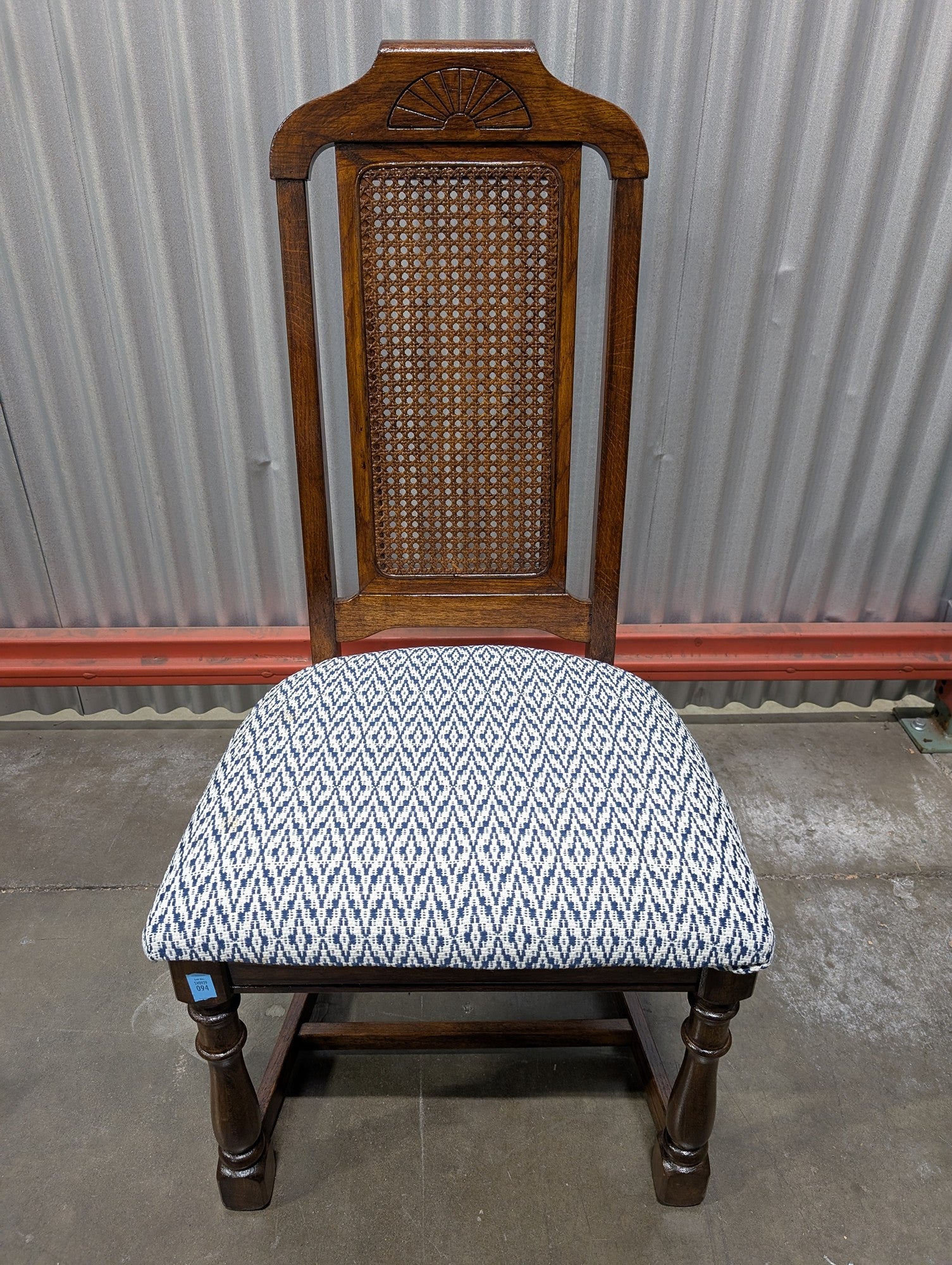 Traditional Wood Cane Back Dining Chair with Carved Shell Detail