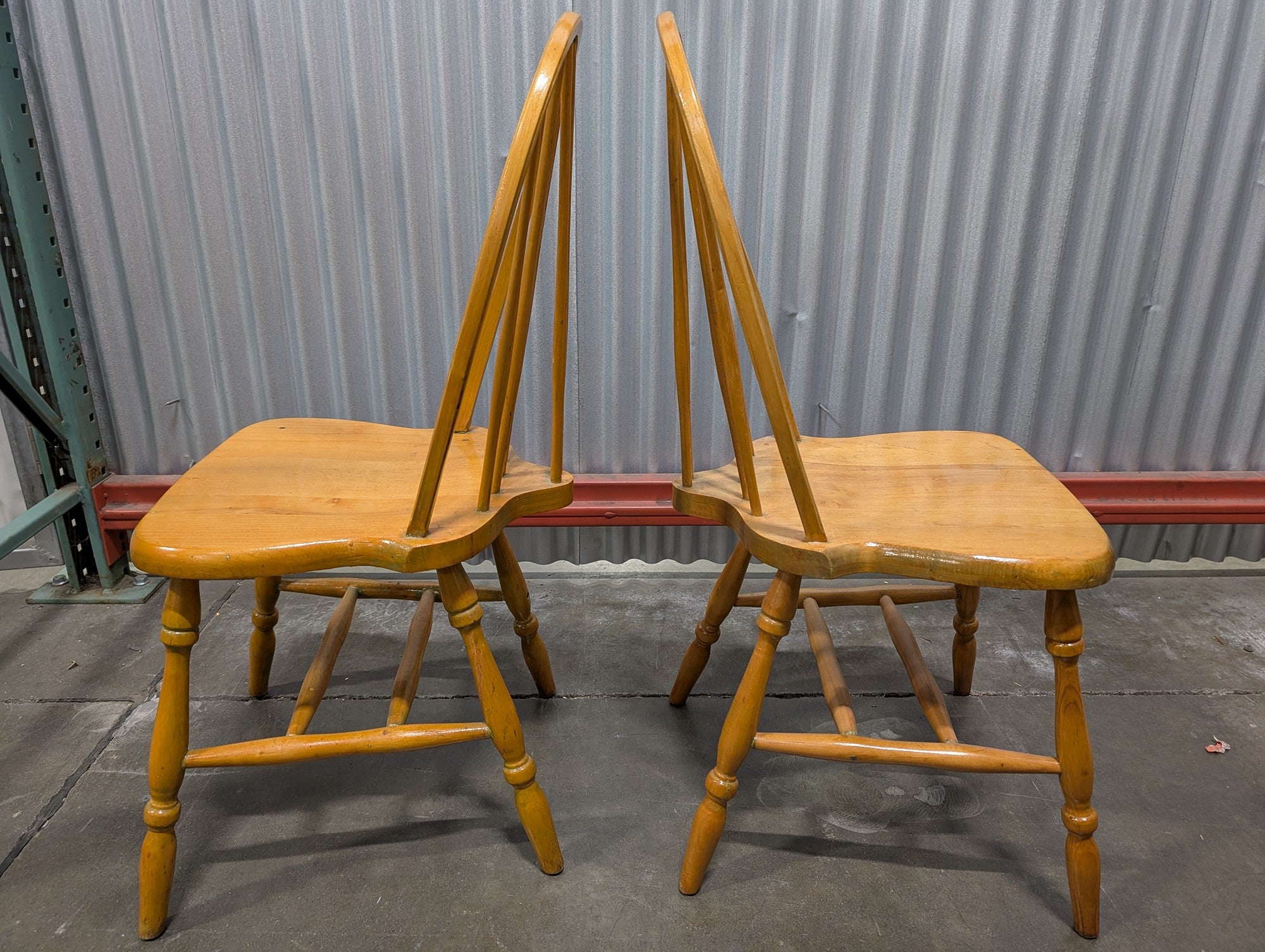 Pair of Classic Wooden Spindle Back Windsor Dining Chairs