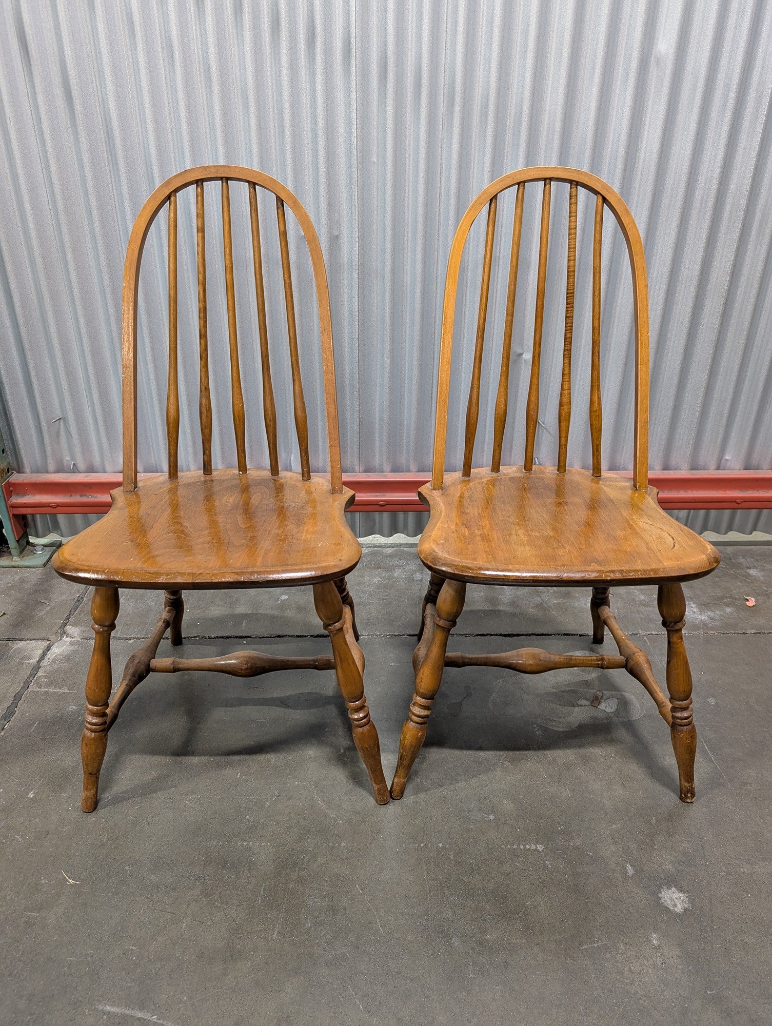 Pair of Traditional Wooden Windsor Spindle Back Chairs