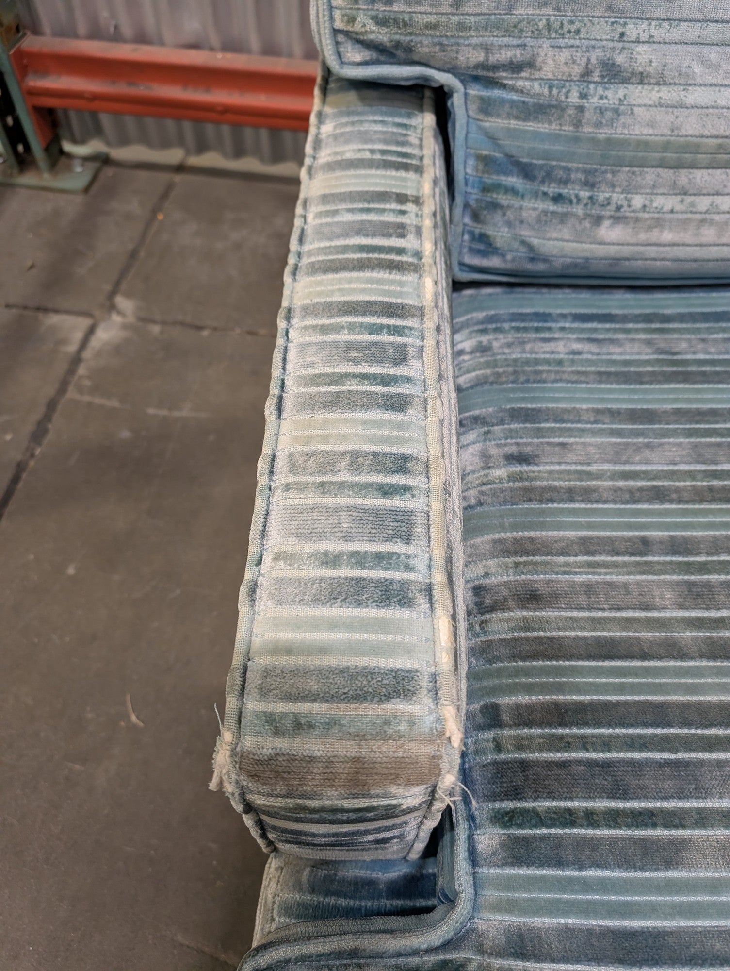 Upholstered Blue Striped Accent Armchair Plush Seating