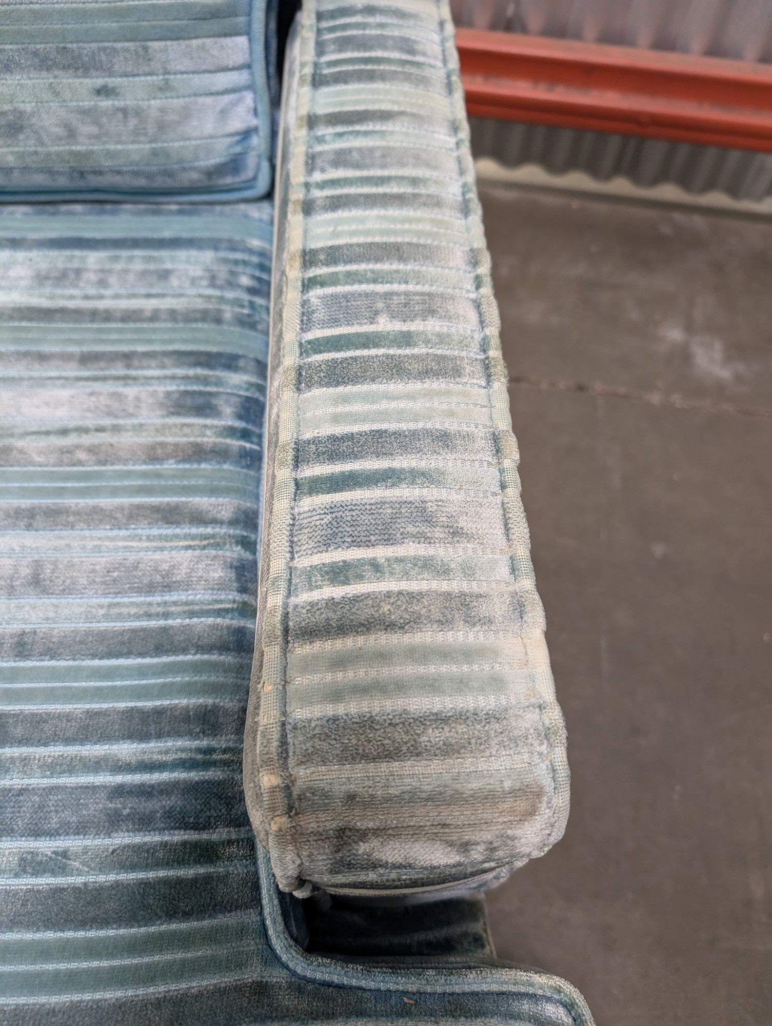 Upholstered Blue Striped Accent Armchair Plush Seating