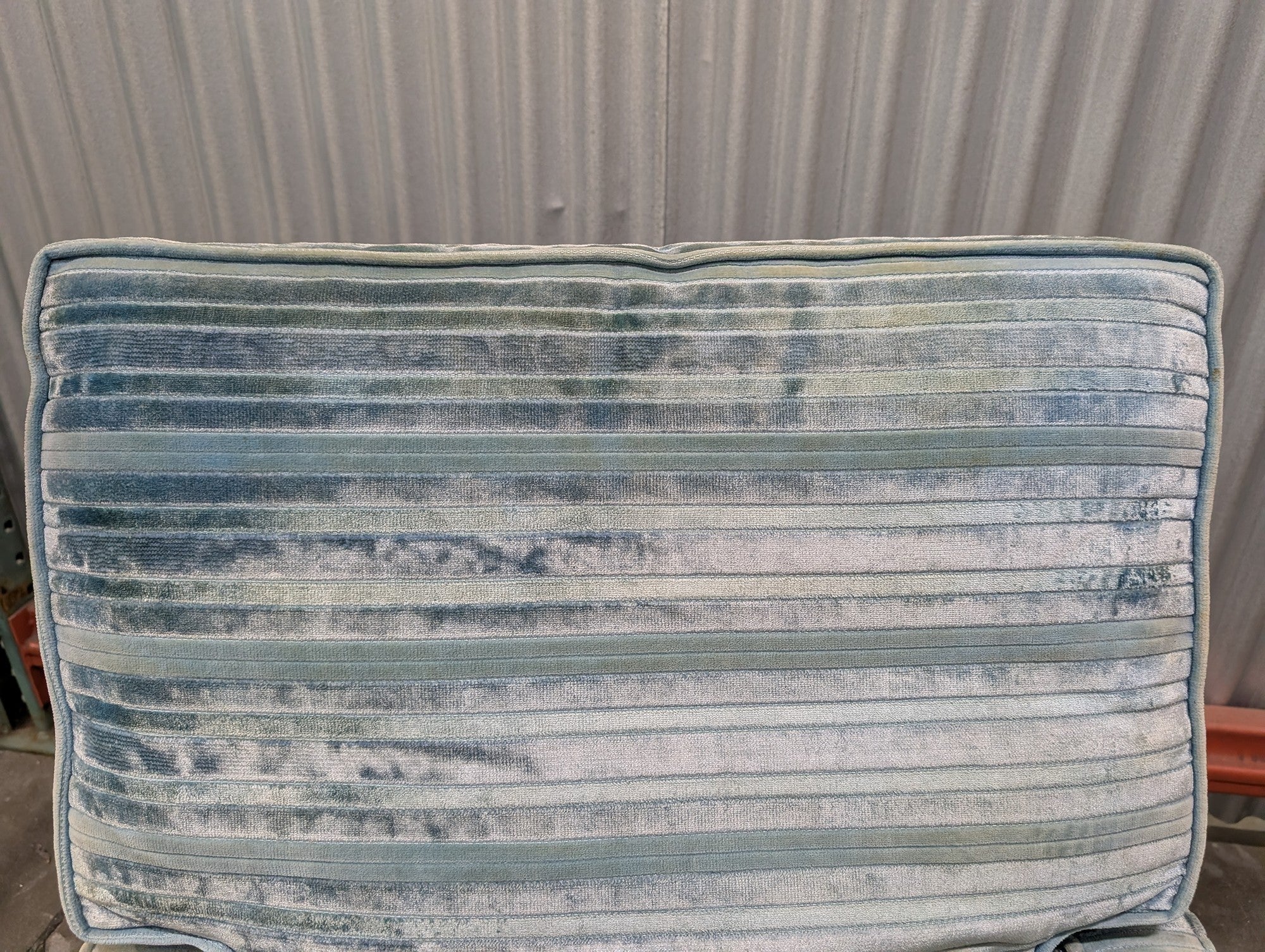 Upholstered Blue Striped Accent Armchair Plush Seating