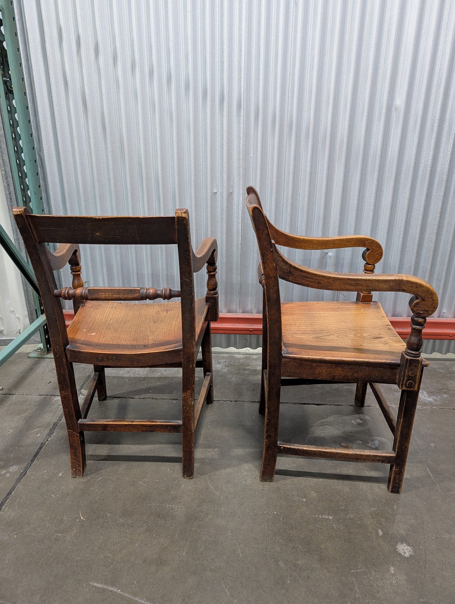 Pair of Traditional Wooden Armchairs with Spindle Backs