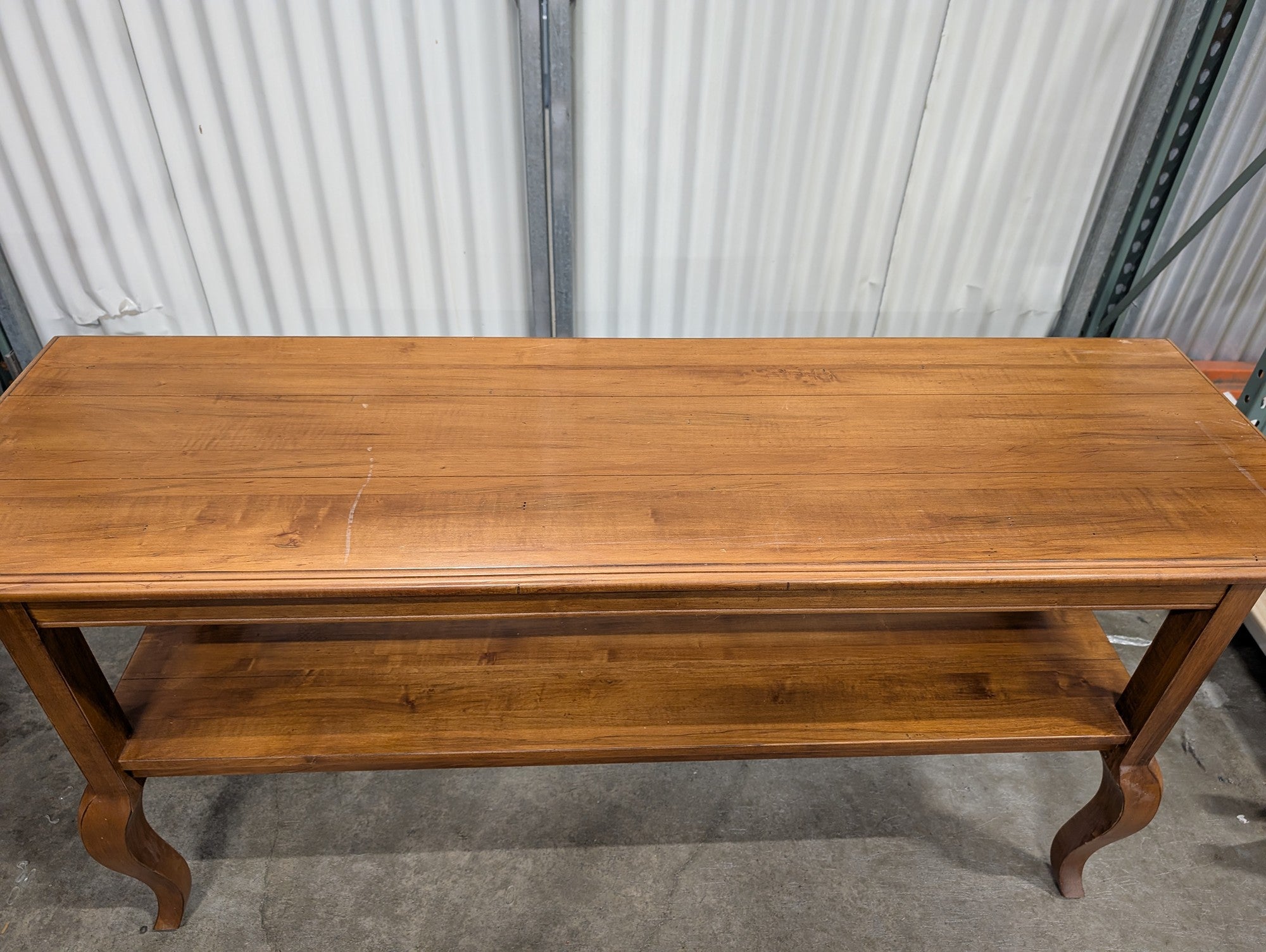 Ethan Allen Classic Wood Console Table with Lower Shelf