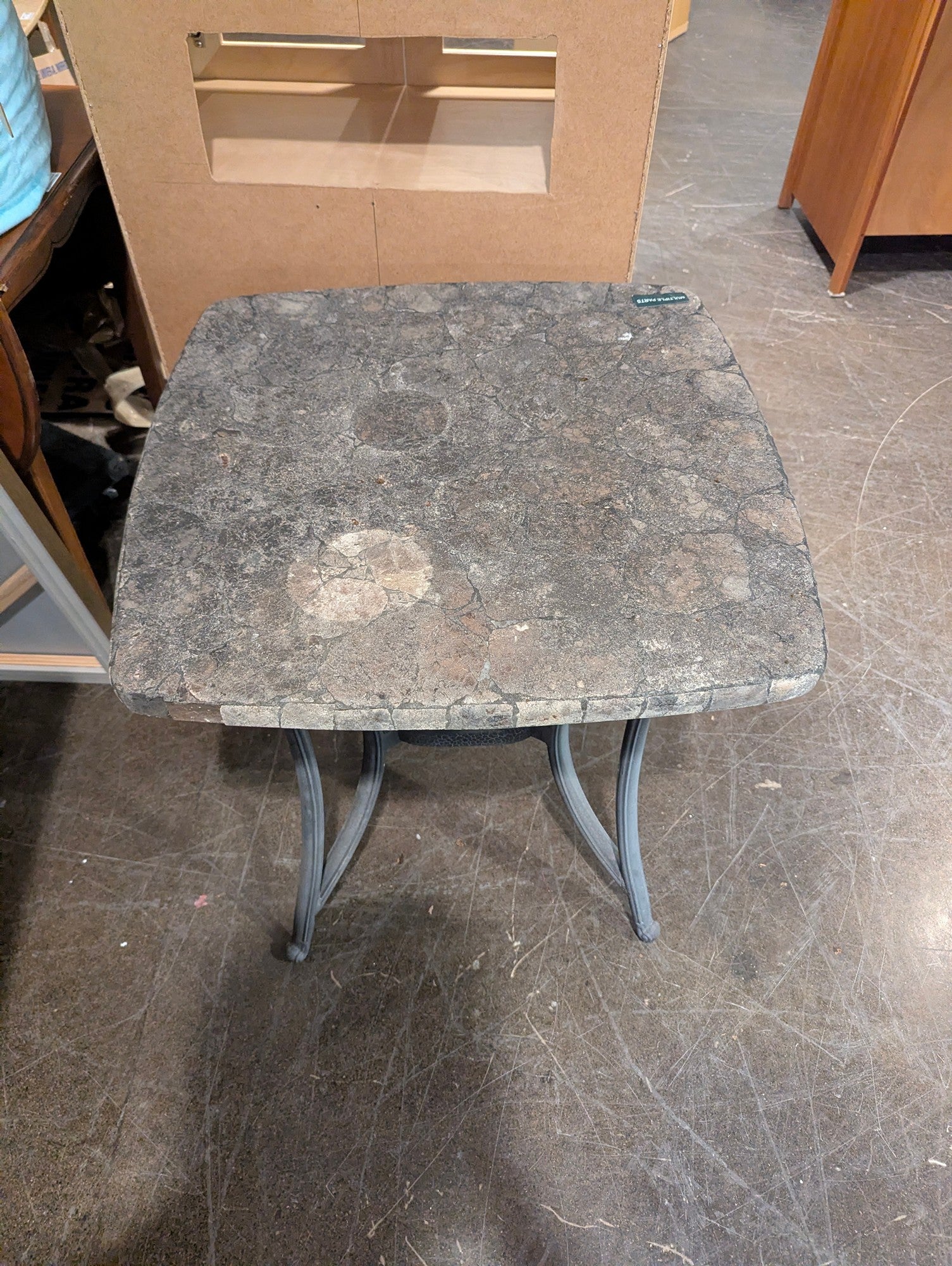Square Outdoor Accent Table with Stone Top