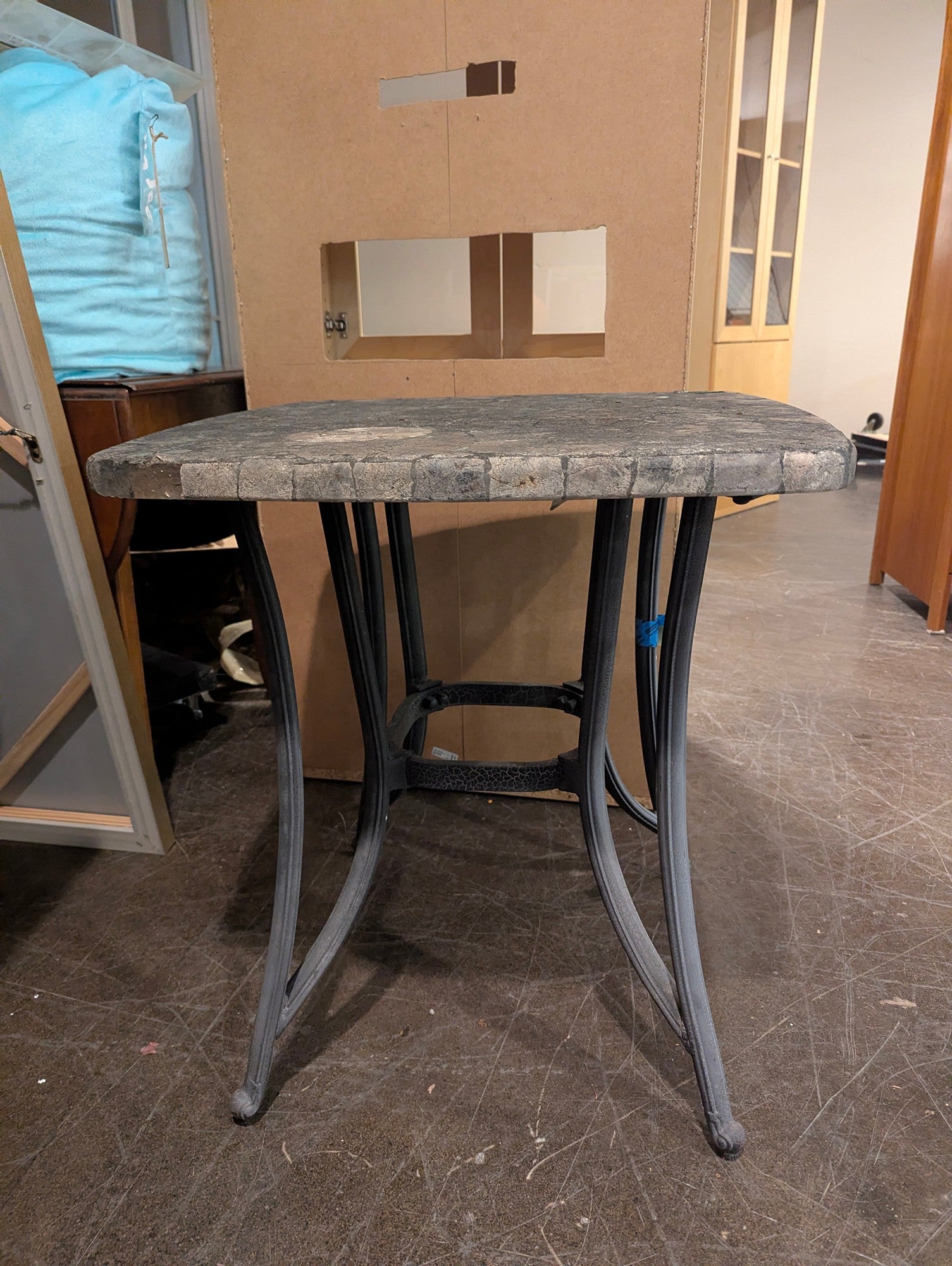 Square Outdoor Accent Table with Stone Top