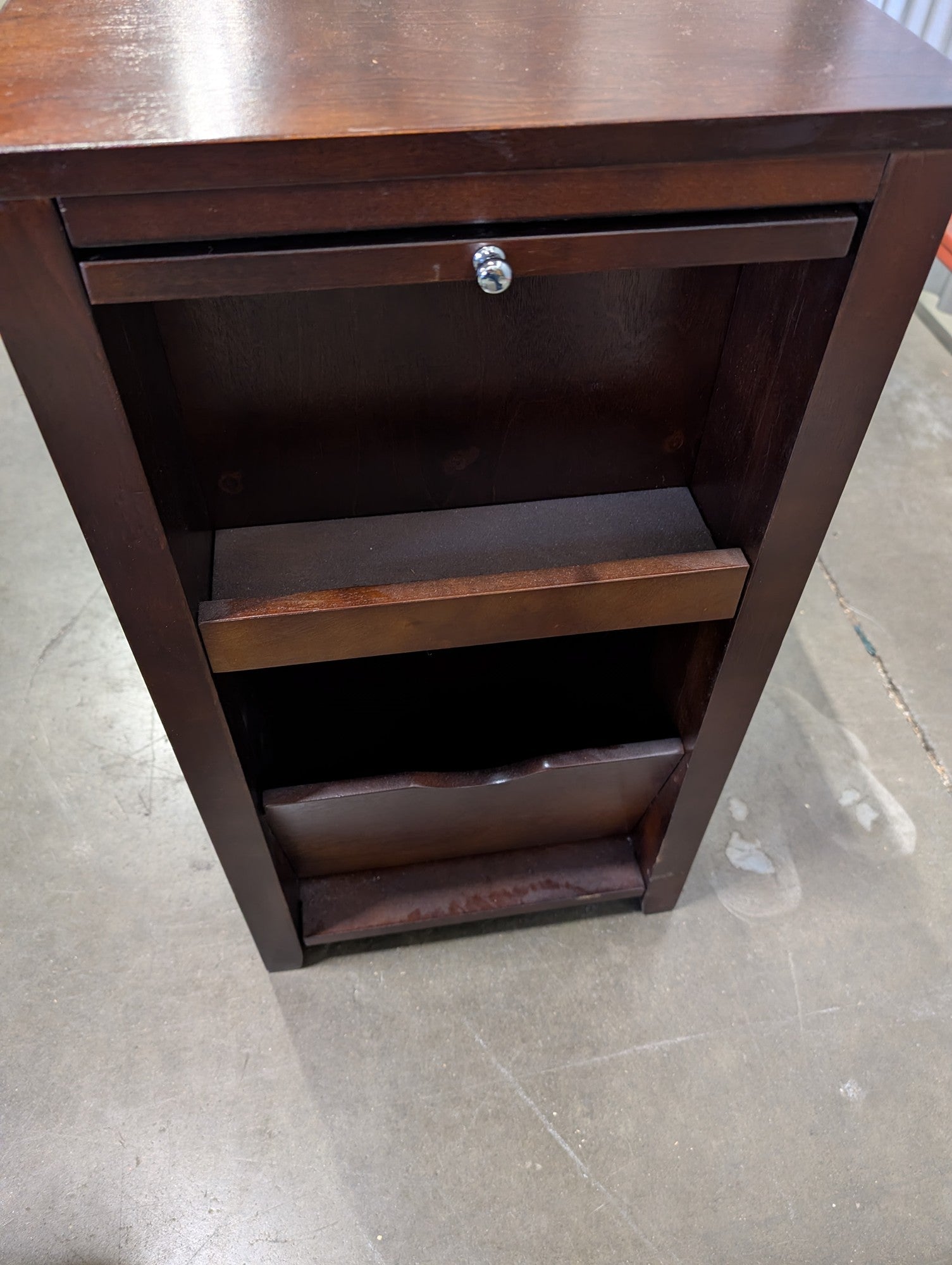 Versatile Dark Wood Nightstand with Pull-Out Extensions