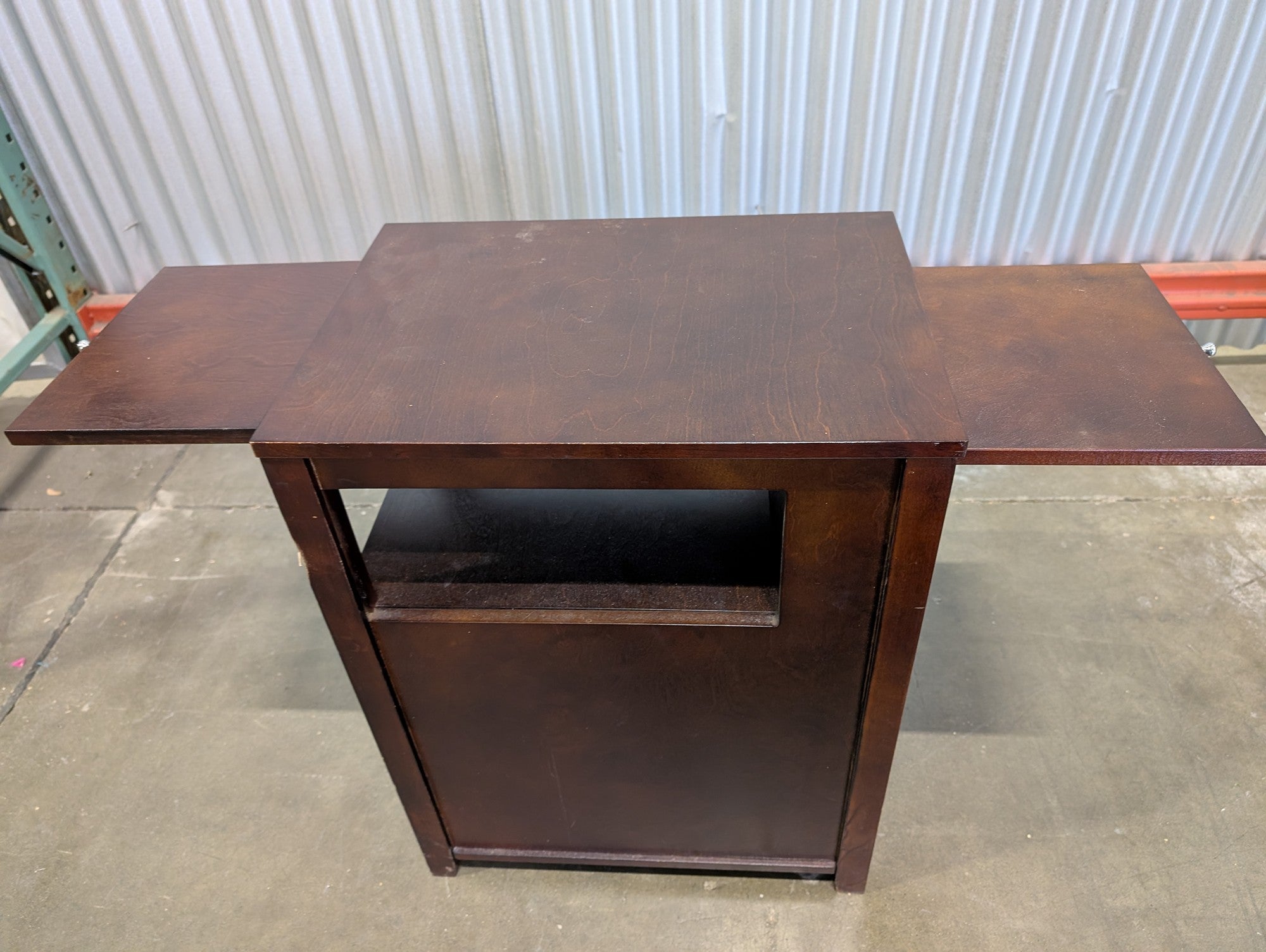 Versatile Dark Wood Nightstand with Pull-Out Extensions