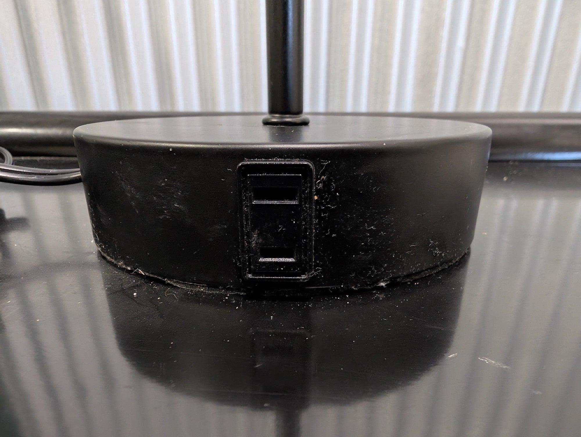 Pair of Modern Black Table Lamp with Grey Fabric Shade and USB Ports