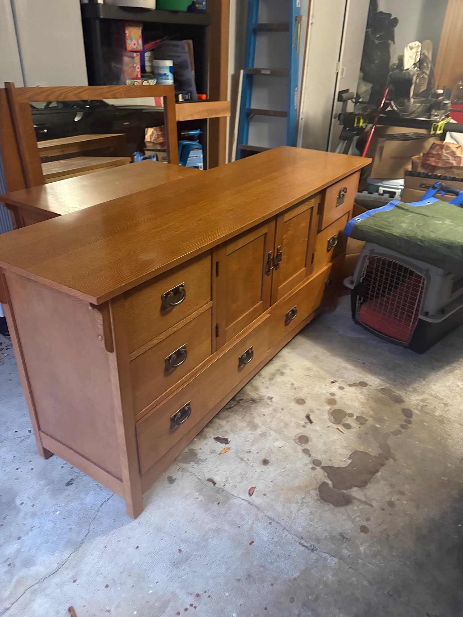 Sturdy BASSETT Mission Style Wood Dresser with Cabinet Doors