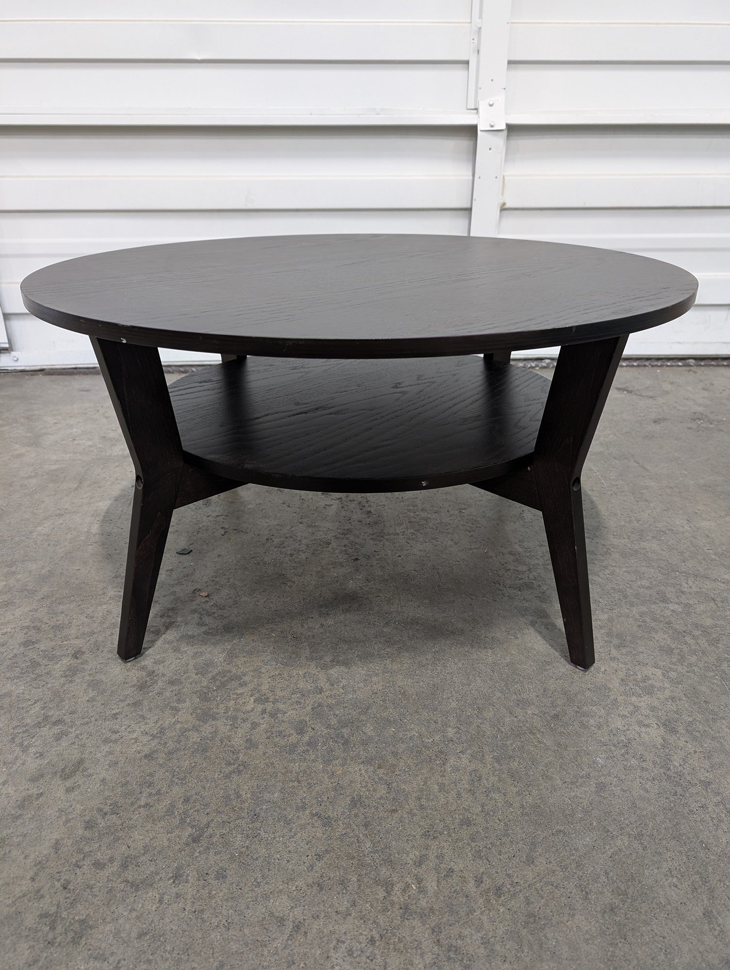 Modern Round Two-Tier Dark Brown Coffee Table