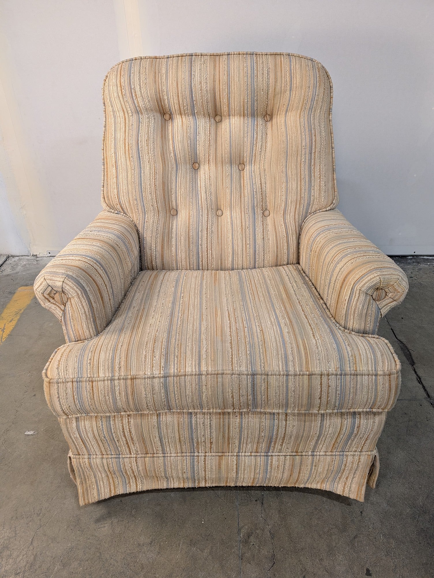 Vintage Striped Upholstered Slyter Armchair