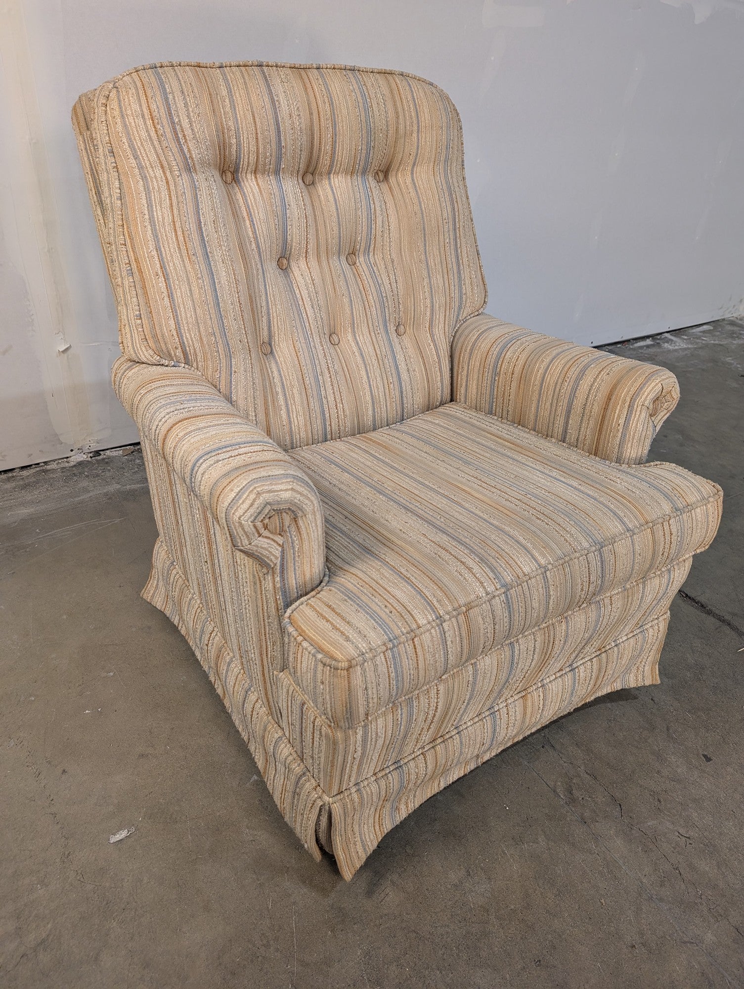 Vintage Striped Upholstered Slyter Armchair
