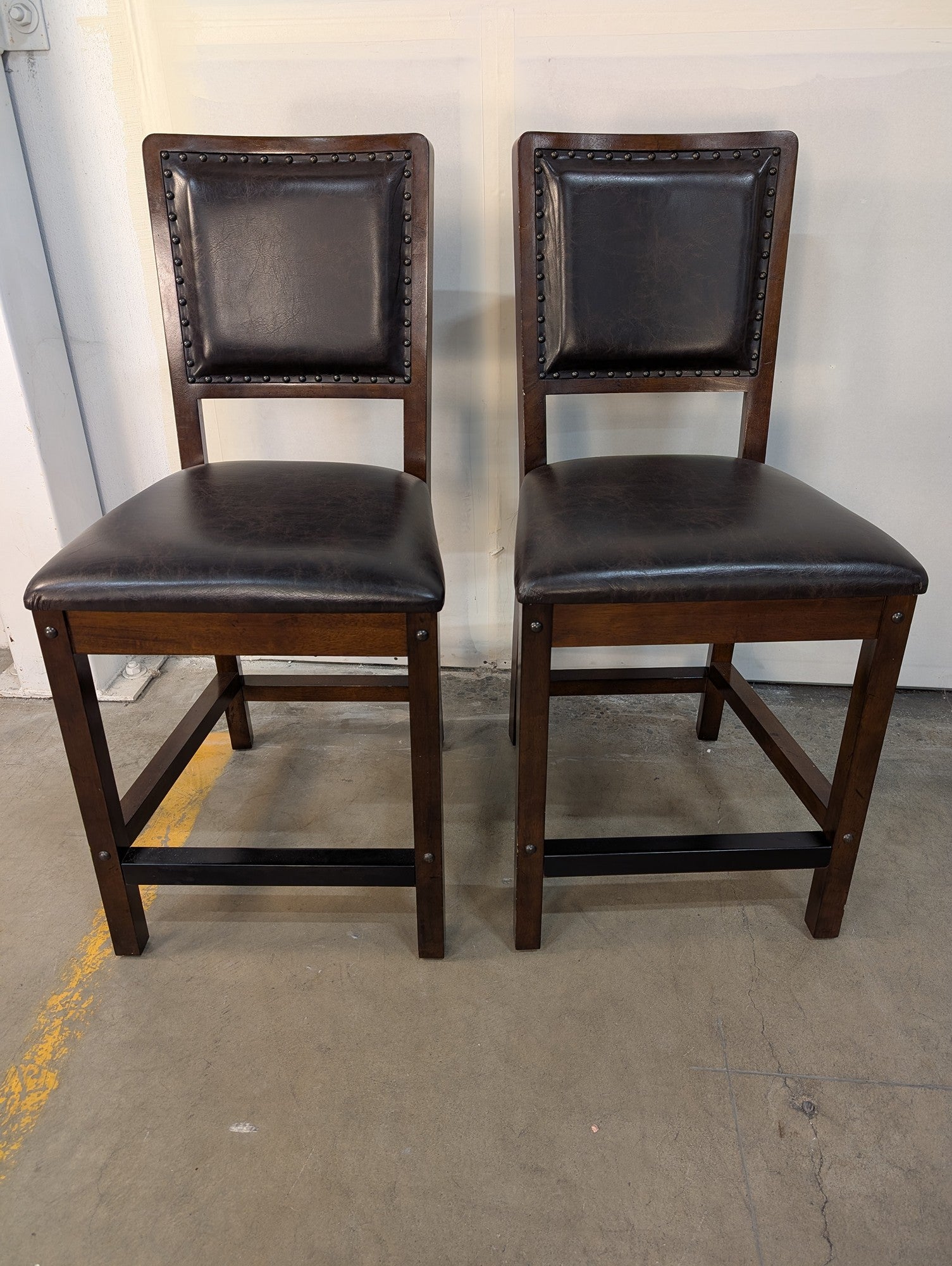 American Signature Classic Faux Leather Counter Stools - Set of Two