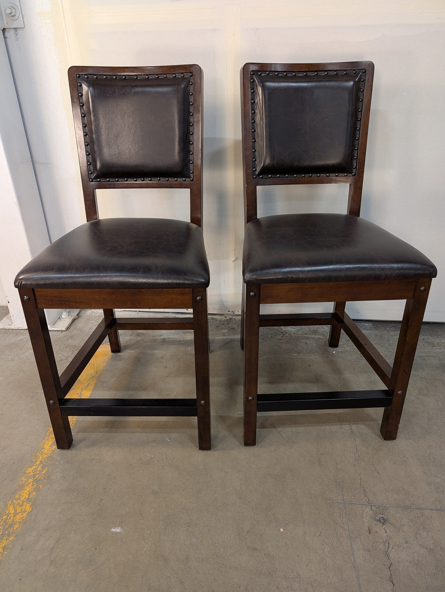 American Signature Classic Faux Leather Counter Stools - Set of Two