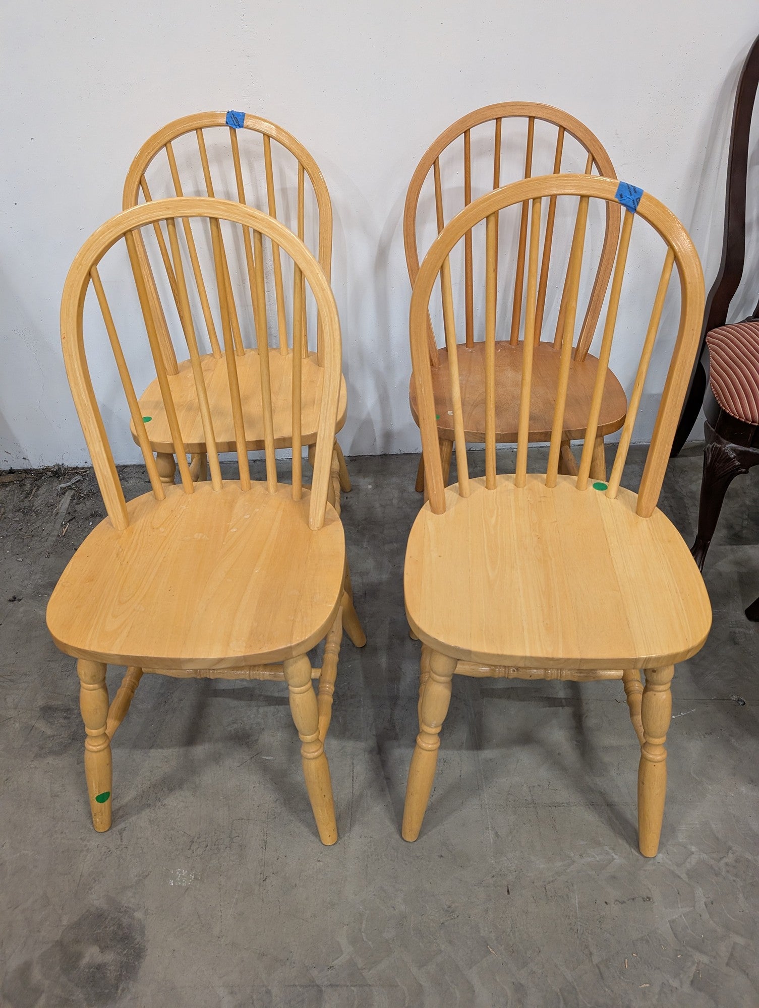 Set of Four Classic Wooden Windsor Style Dining Chairs